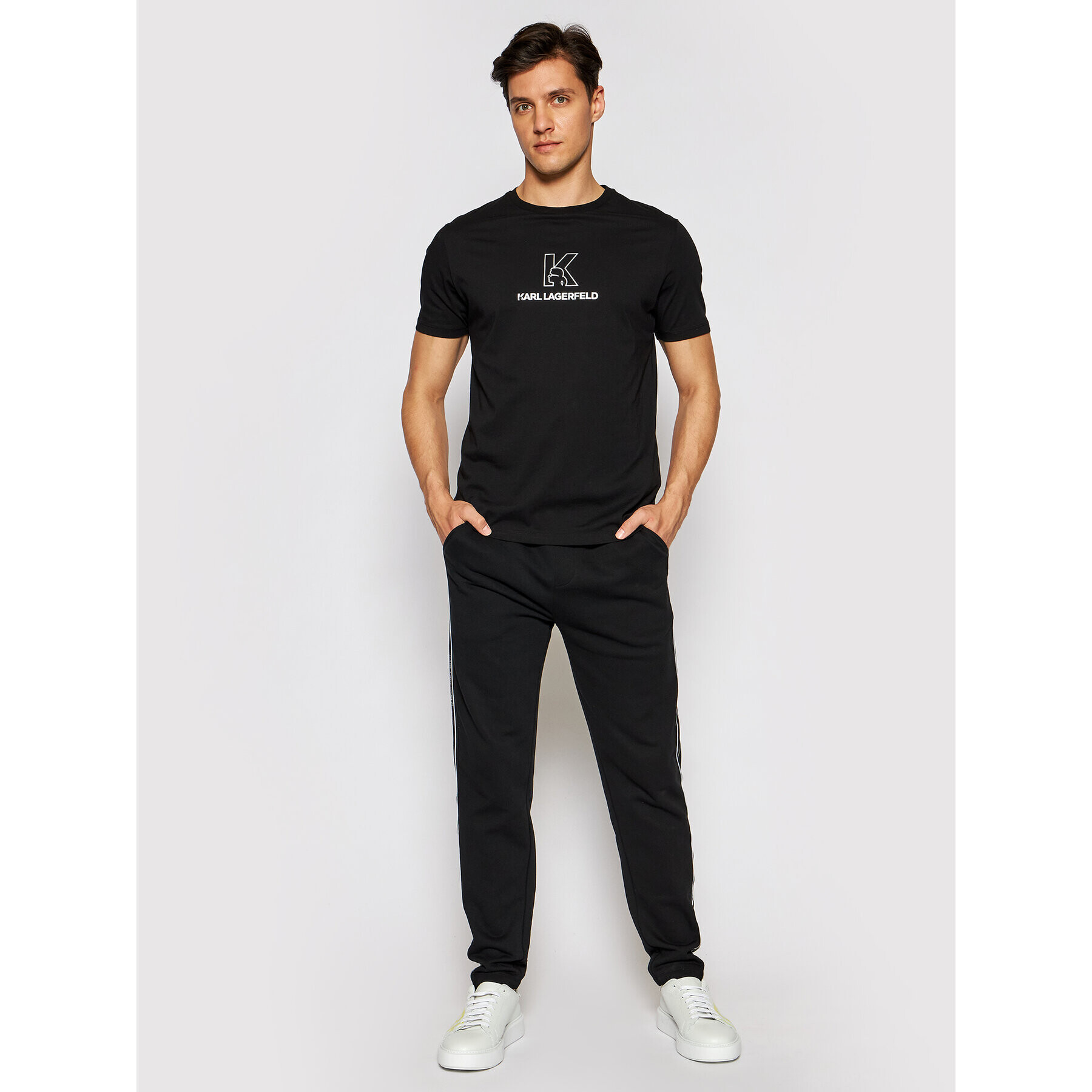 KARL LAGERFELD Tričko Crewneck 755048 511220 Čierna Regular Fit - Pepit.sk