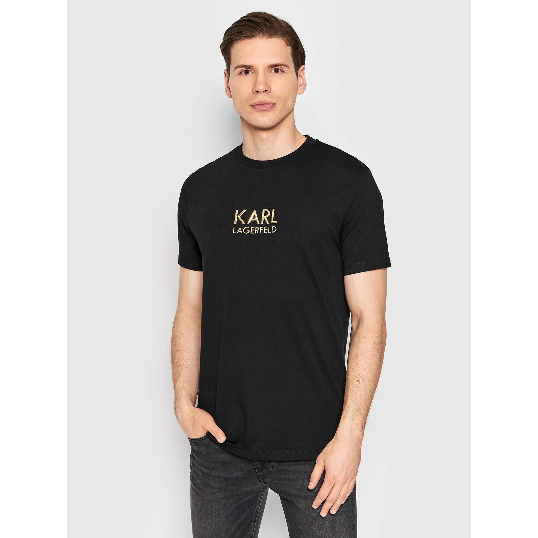 KARL LAGERFELD Tričko Crewneck 755054 521224 Čierna Regular Fit - Pepit.sk