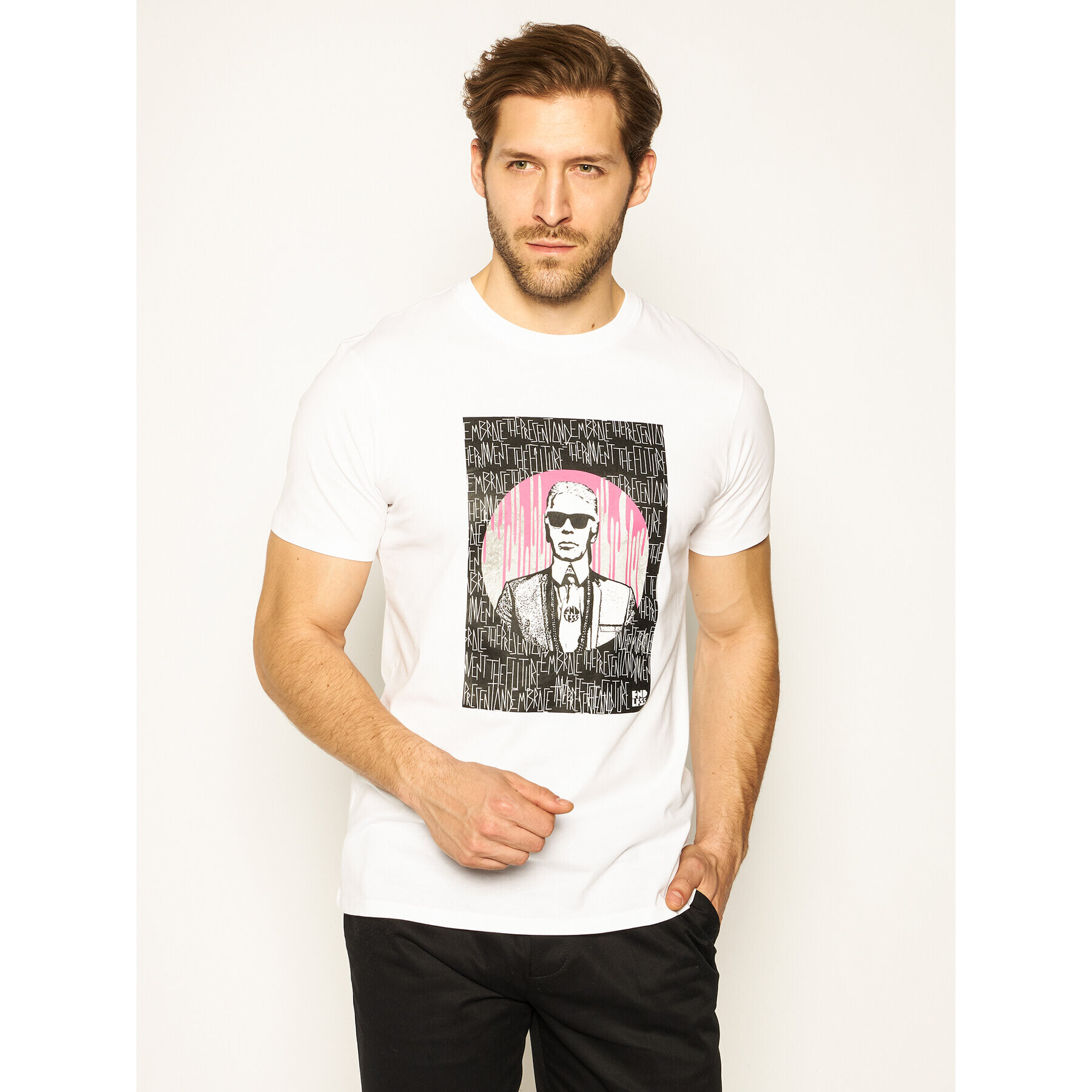 KARL LAGERFELD Tričko Crewneck 755099 501235 Biela Regular Fit - Pepit.sk