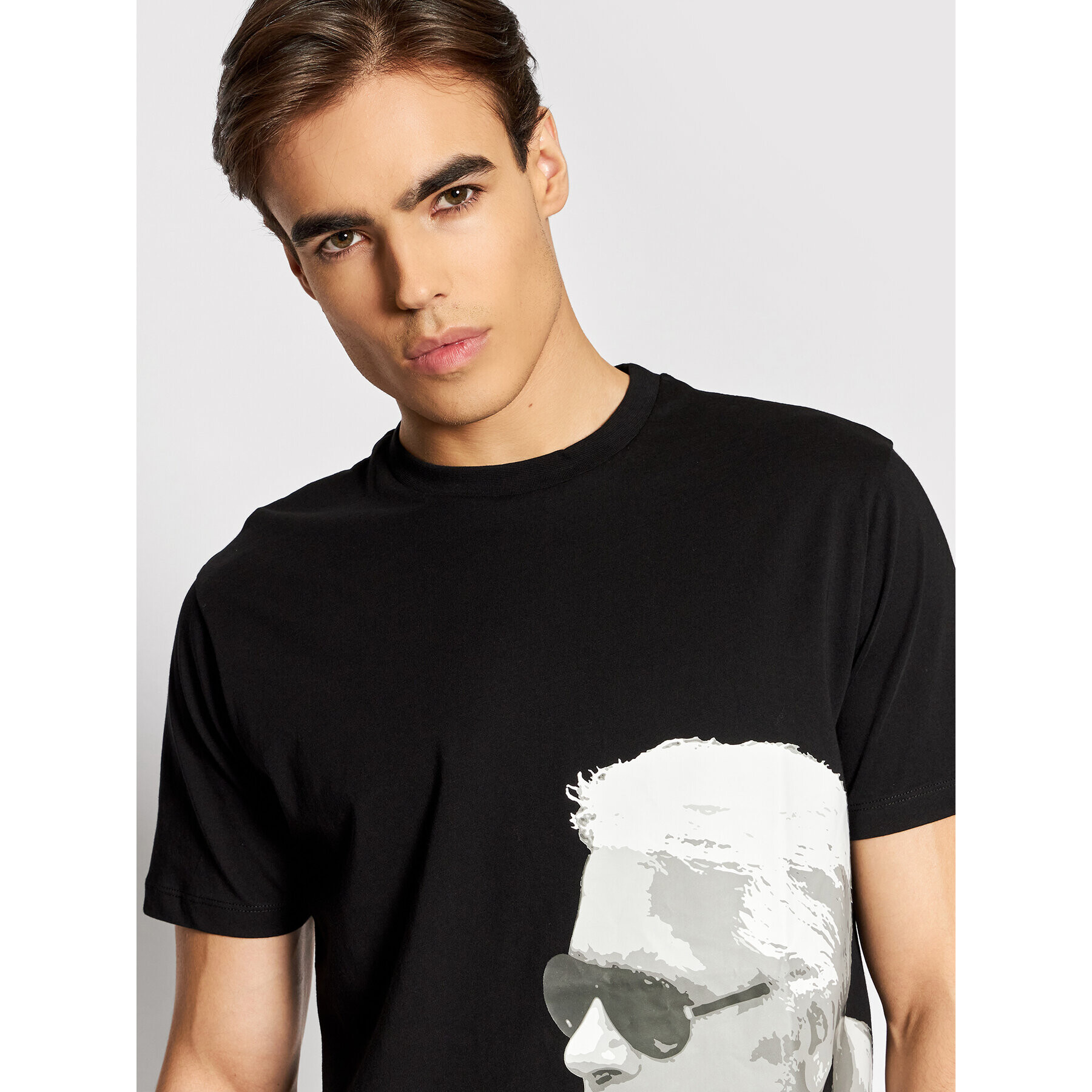 KARL LAGERFELD Tričko Crewneck 755103 512224 Čierna Regular Fit - Pepit.sk