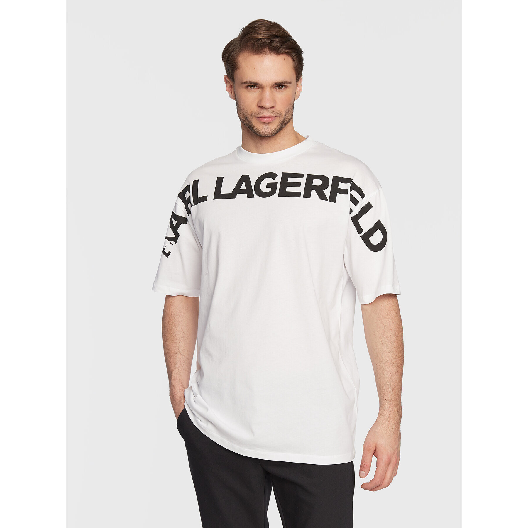 KARL LAGERFELD Tričko Crewneck 755248 524224 Biela Regular Fit - Pepit.sk