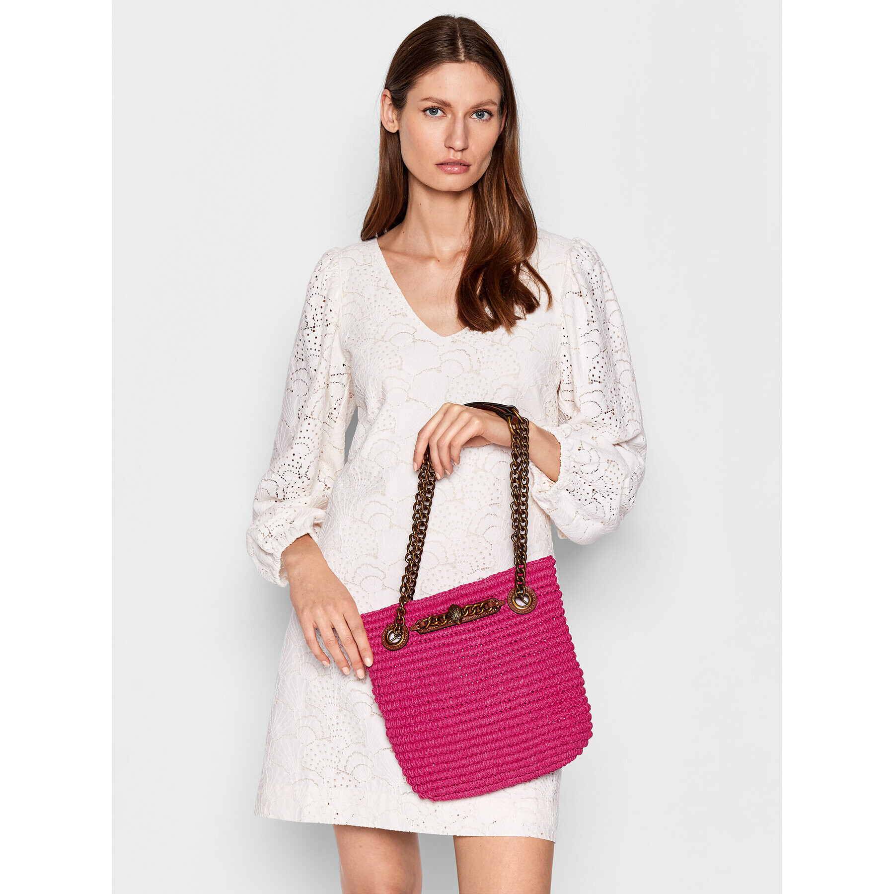 Kurt Geiger Kabelka Chelsea Sm Raffia Tote 7387798999 Ružová - Pepit.sk