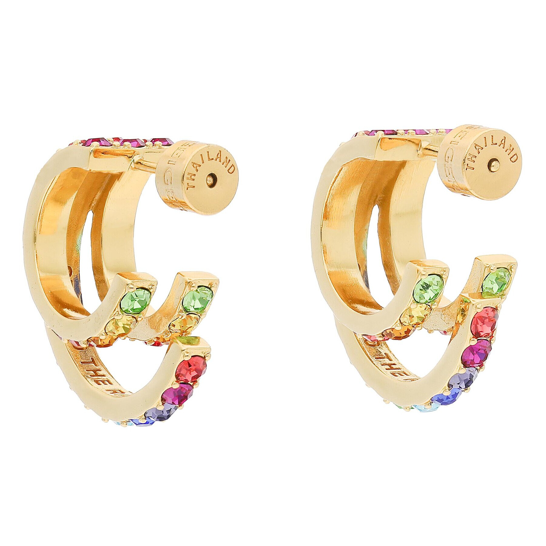 Kurt Geiger Náušnice Rainbow Triple Hoops 8843069429 Zlatá - Pepit.sk