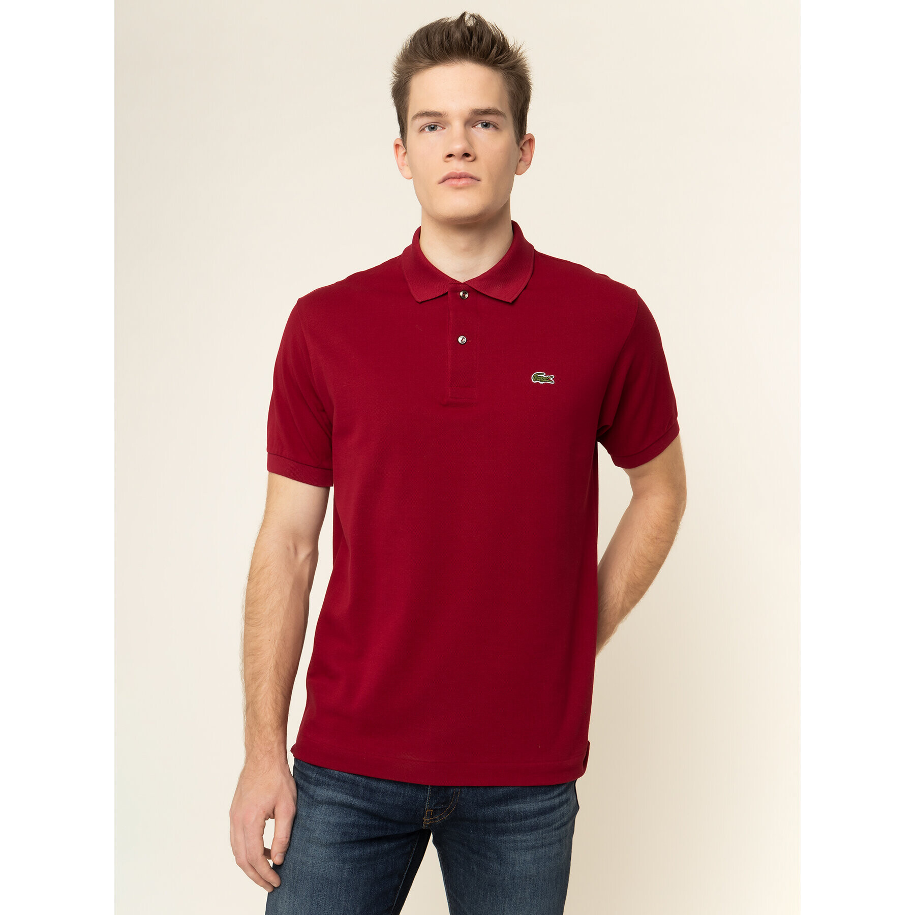 Lacoste Polokošeľa L1212 Bordová Classic Fit - Pepit.sk