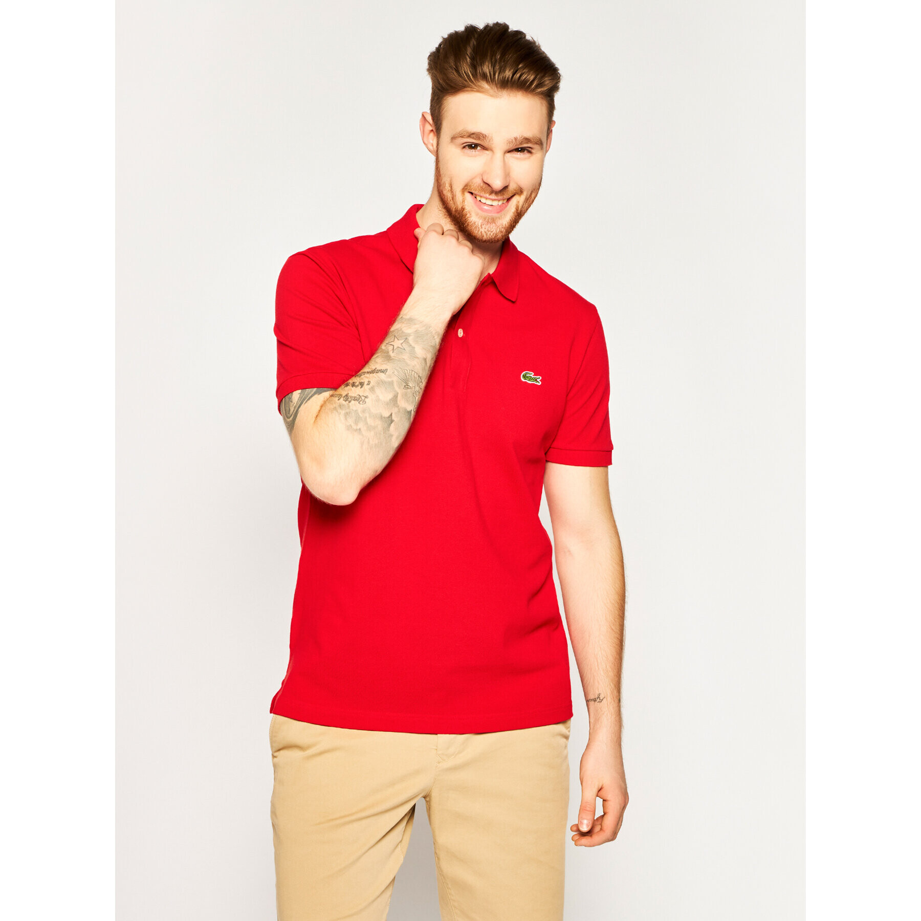 Lacoste Polokošeľa PH4012 Červená Slim Fit - Pepit.sk