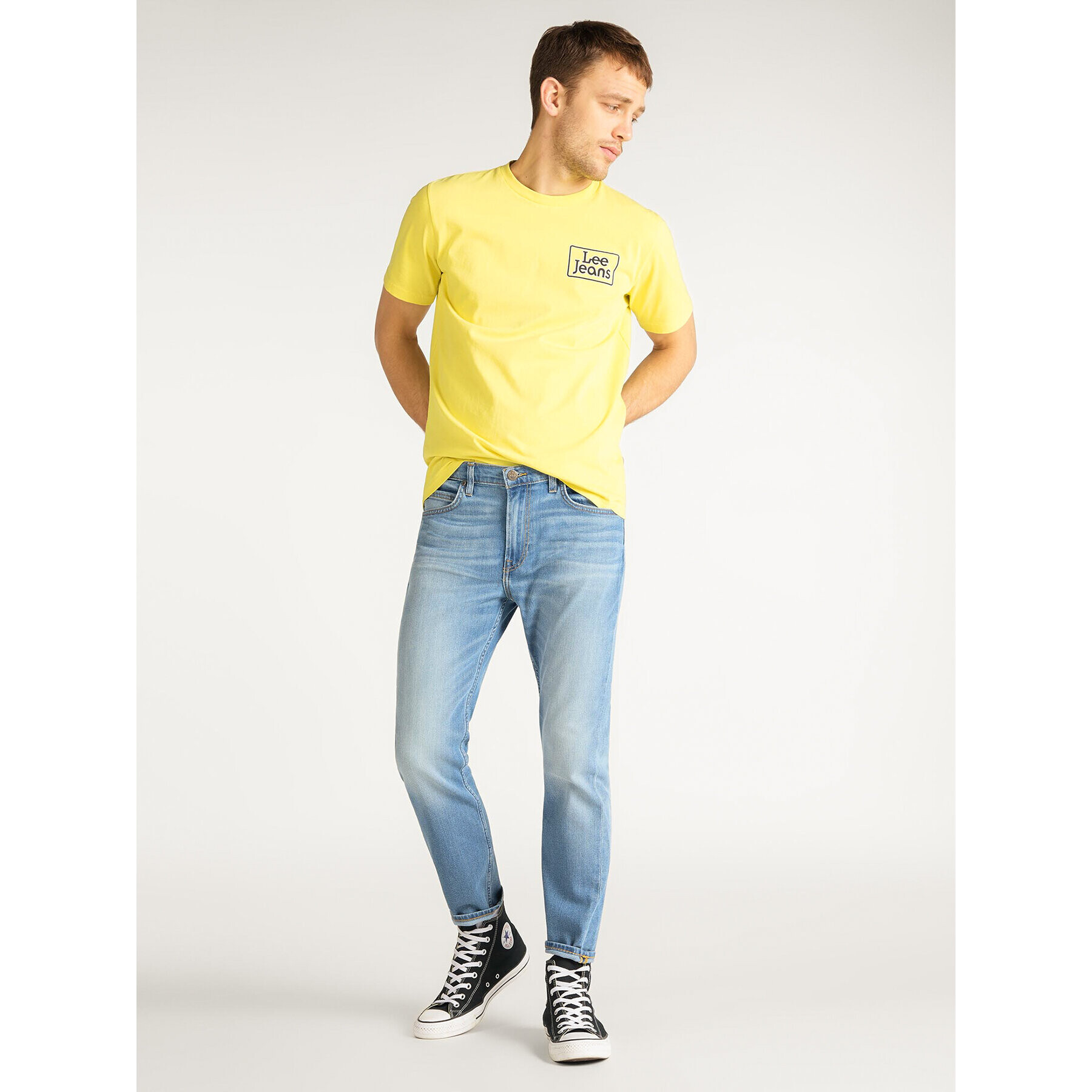 Lee Slim fit džínsy Rider L75GMGLP Modrá Slim Cropped Fit - Pepit.sk