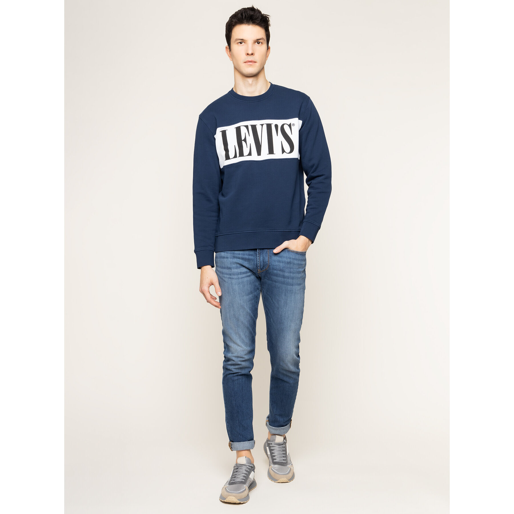 Levi's® Mikina Logo Colorblock Crew 85648-0000 Tmavomodrá Regular Fit - Pepit.sk