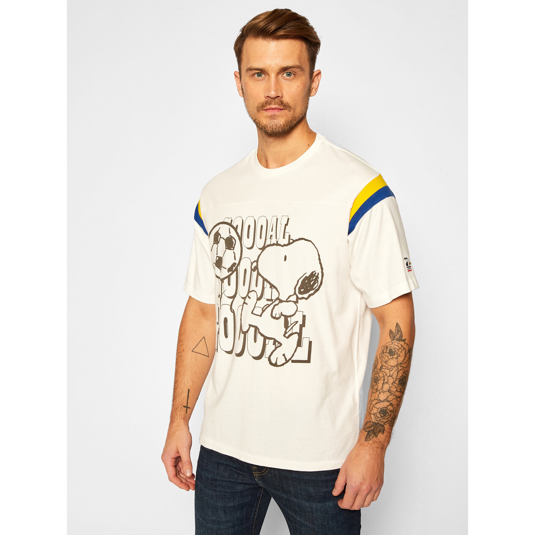 Levi's® Tričko PEANUTS® Football Tee Gooaal Snoopy Marshmallow 23895-0003 Biela Regular Fit - Pepit.sk