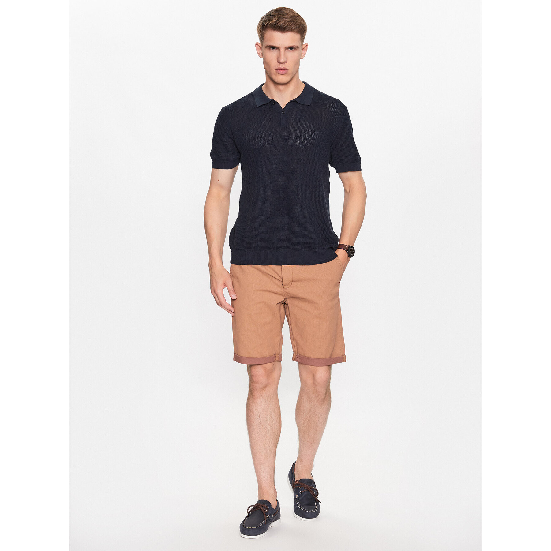 Lindbergh Bavlnené šortky 30-505048 Hnedá Slim Fit - Pepit.sk