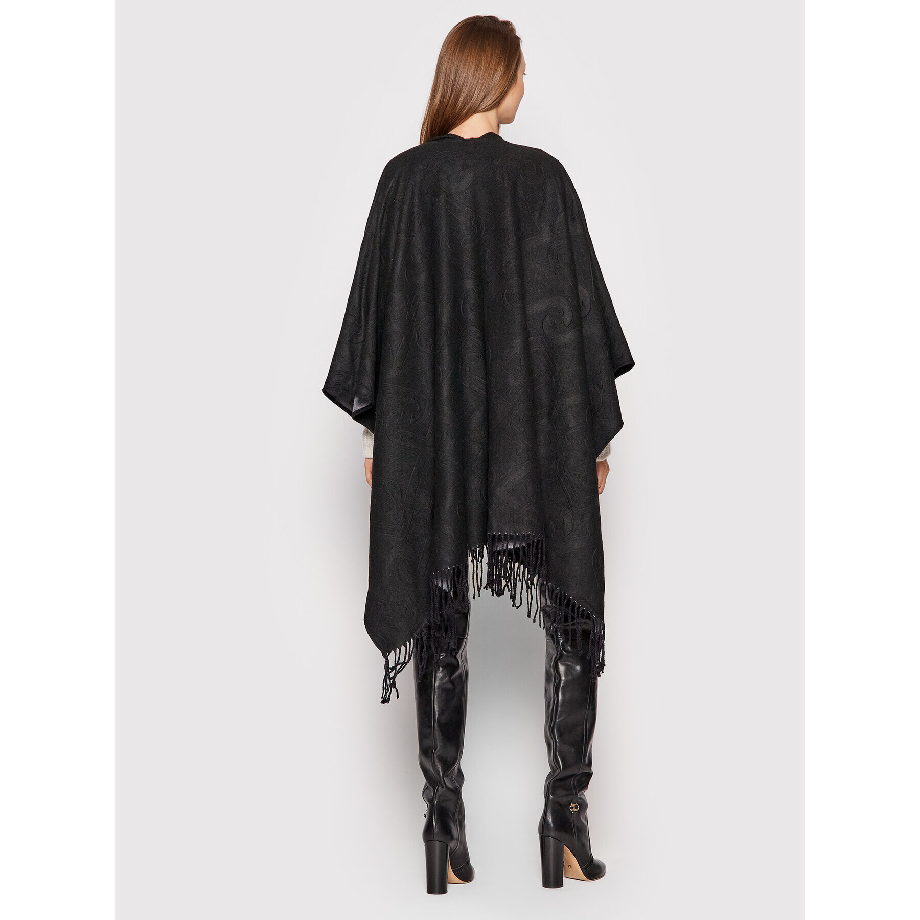 Liu Jo Pončo Poncho Double Embo 3F1050 T0300 Čierna Regular Fit - Pepit.sk