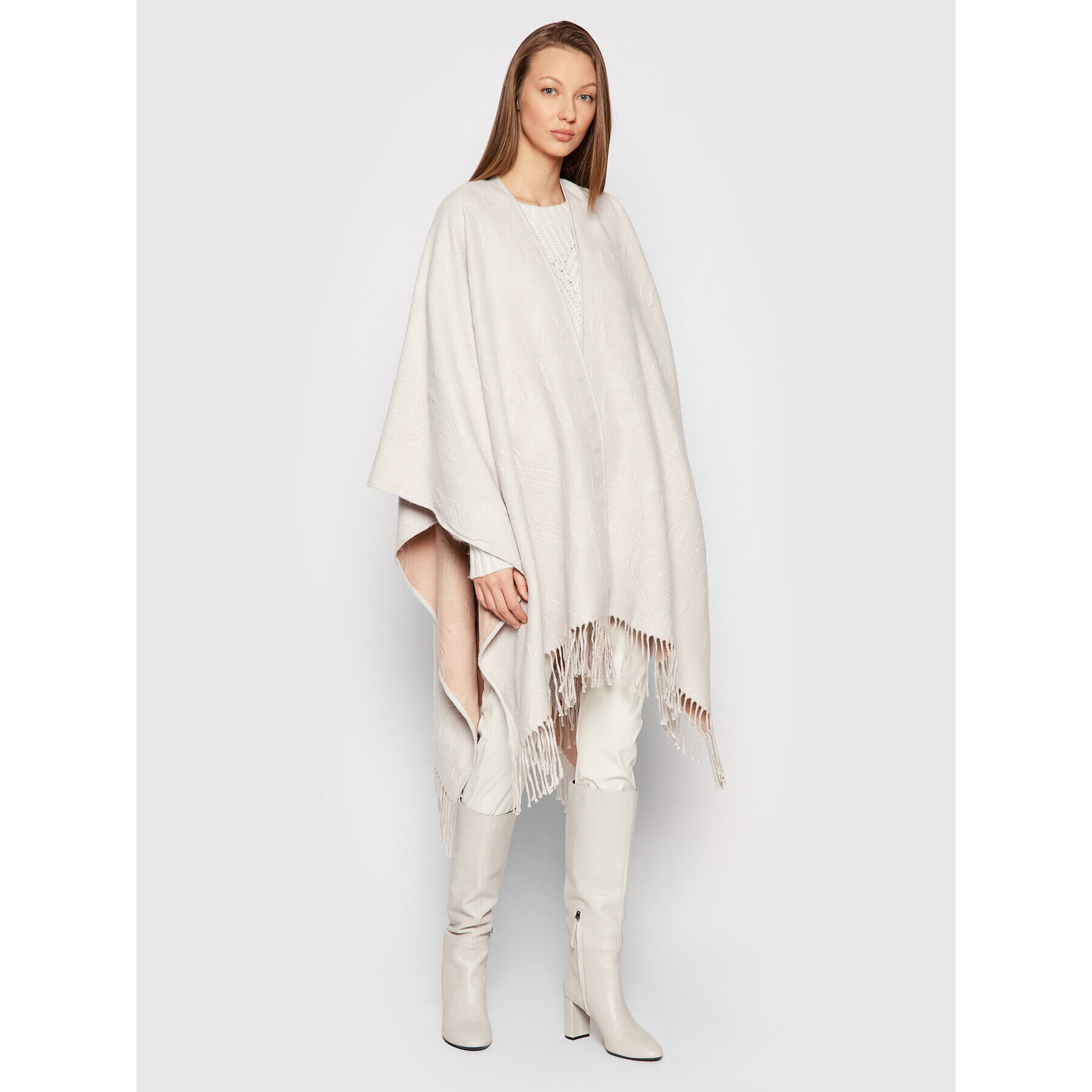 Liu Jo Pončo Poncho Double Embo 3F1050 T0300 Sivá Regular Fit - Pepit.sk