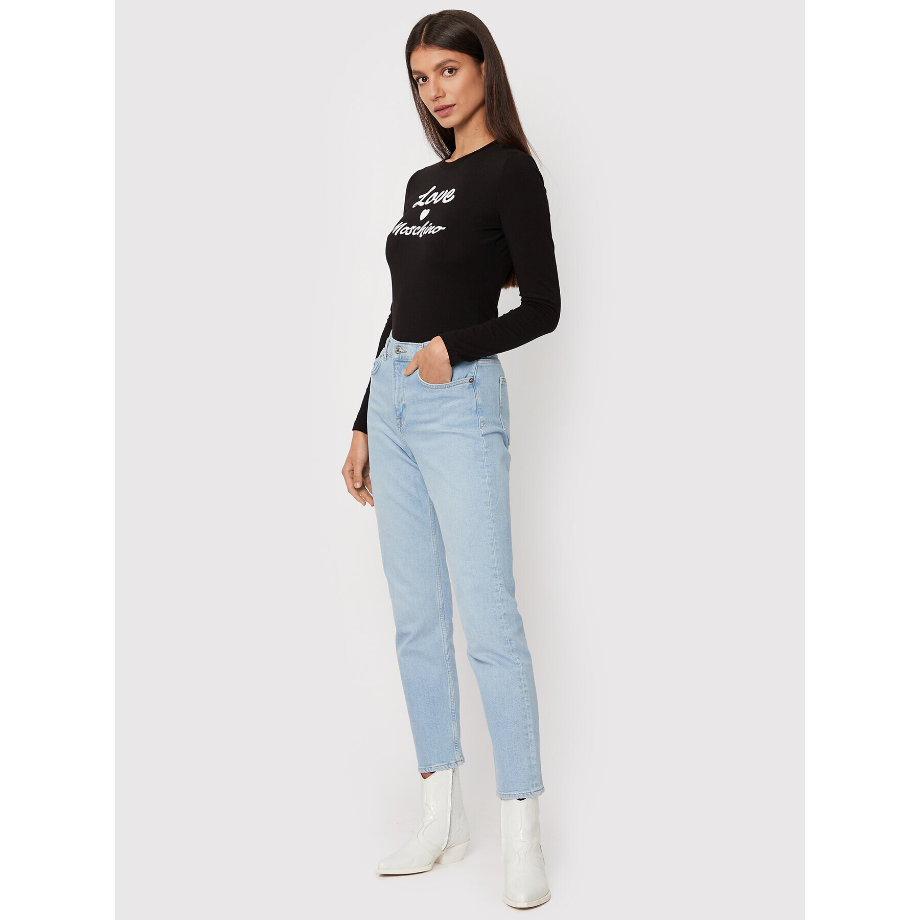 LOVE MOSCHINO Blúzka W4G5231E 1951 Čierna Slim Fit - Pepit.sk