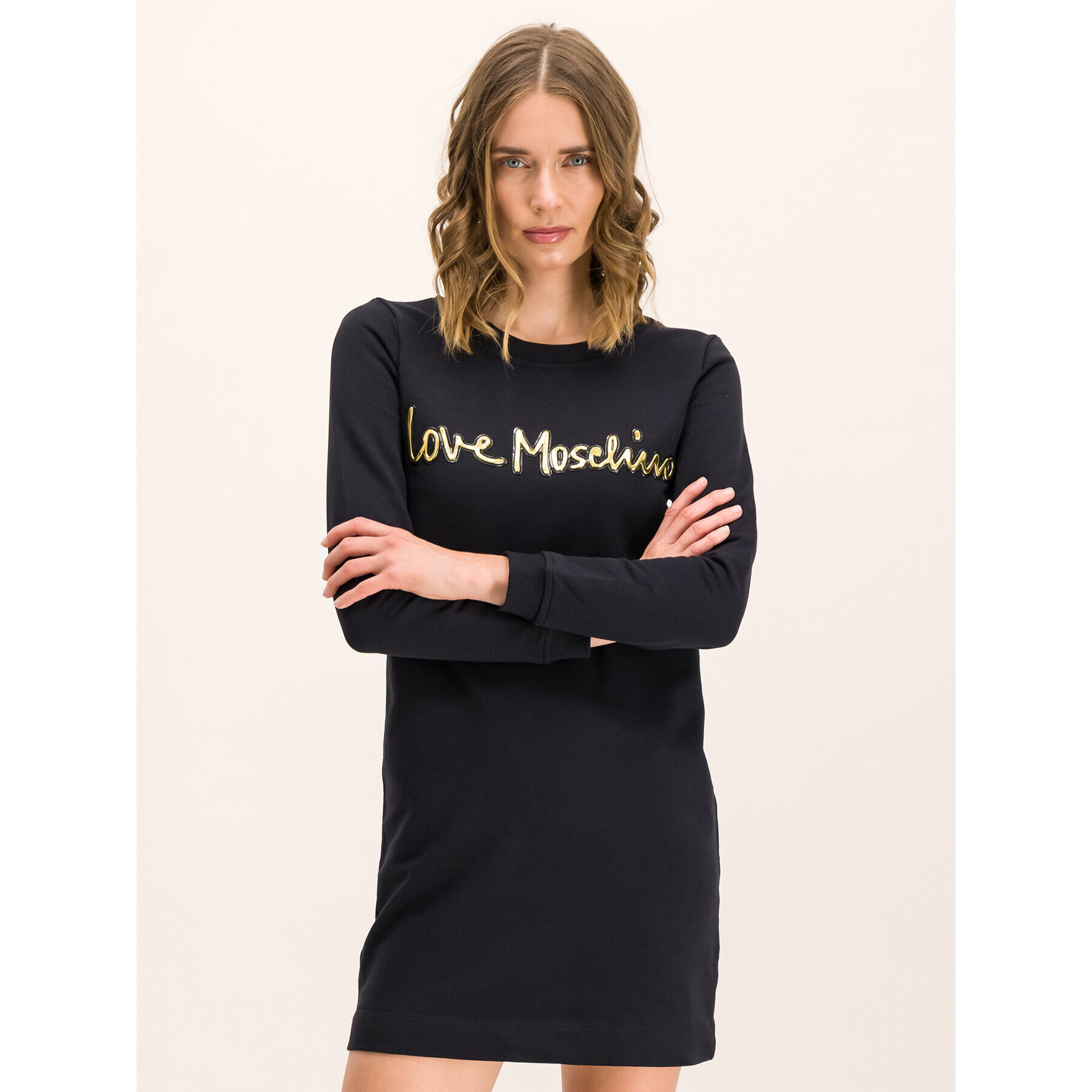 LOVE MOSCHINO Úpletové šaty W584709M 4068 Čierna Slim Fit - Pepit.sk