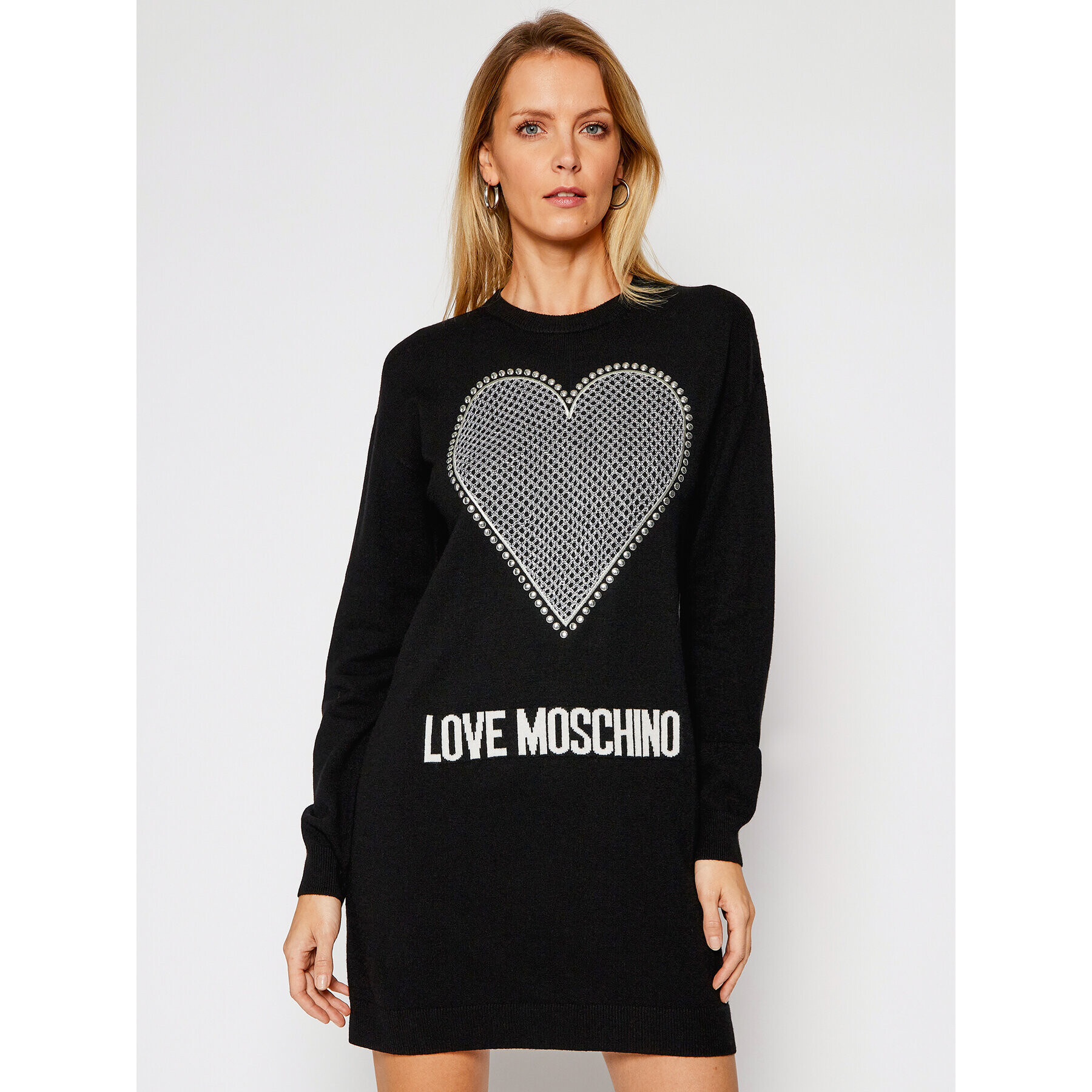 LOVE MOSCHINO Úpletové šaty WS37R11X 1264 Čierna Regular Fit - Pepit.sk