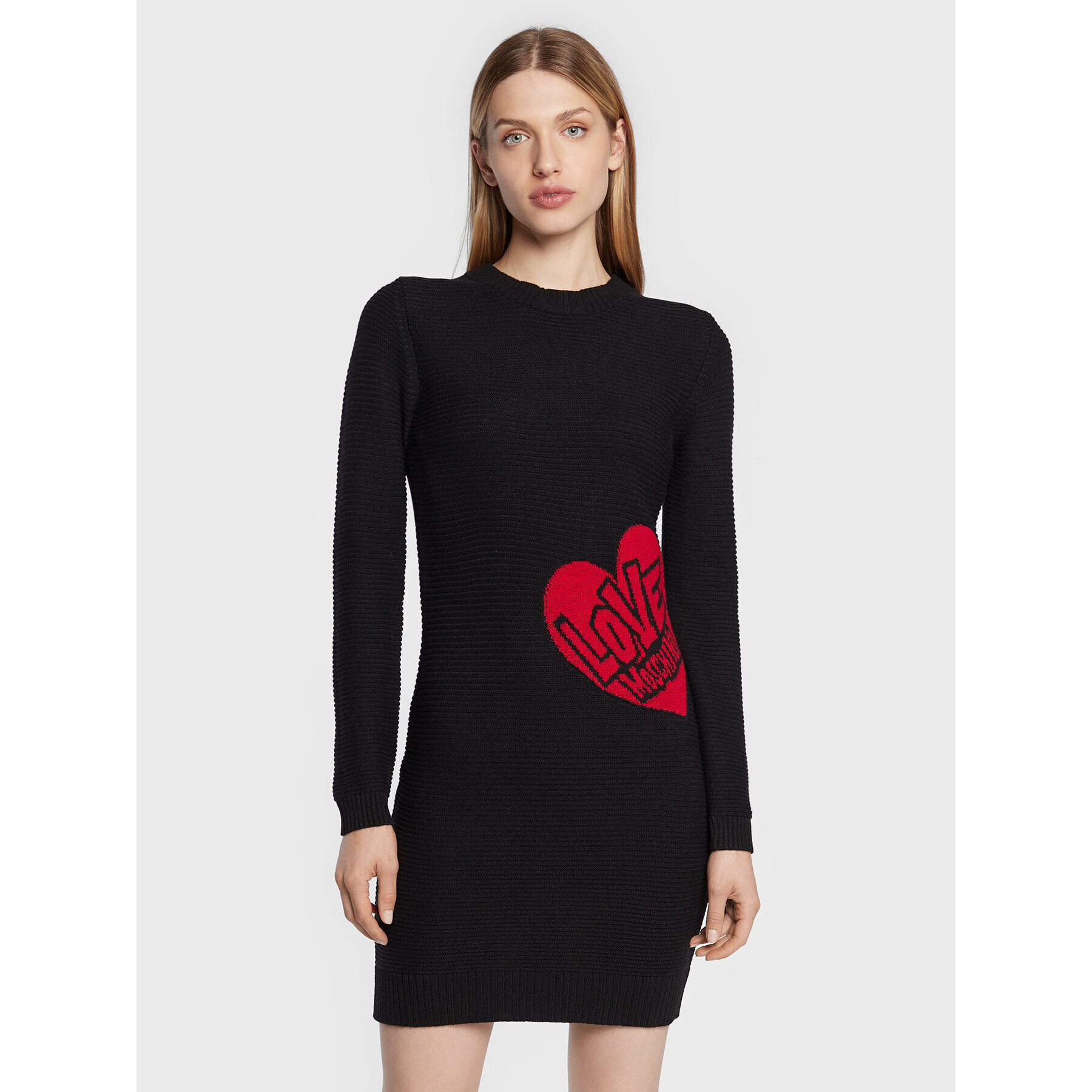 LOVE MOSCHINO Úpletové šaty WSE0810X A125 Čierna Regular Fit - Pepit.sk