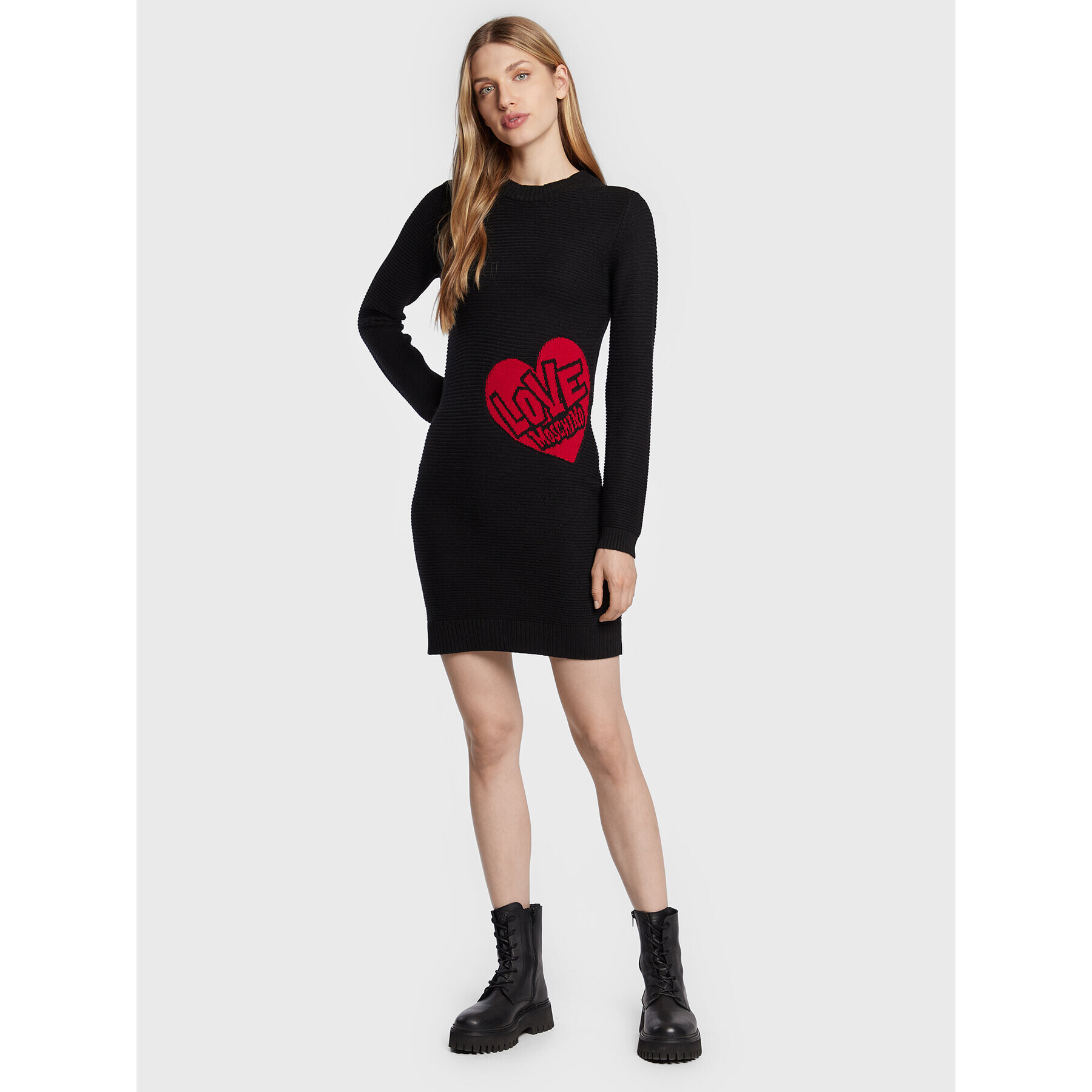 LOVE MOSCHINO Úpletové šaty WSE0810X A125 Čierna Regular Fit - Pepit.sk