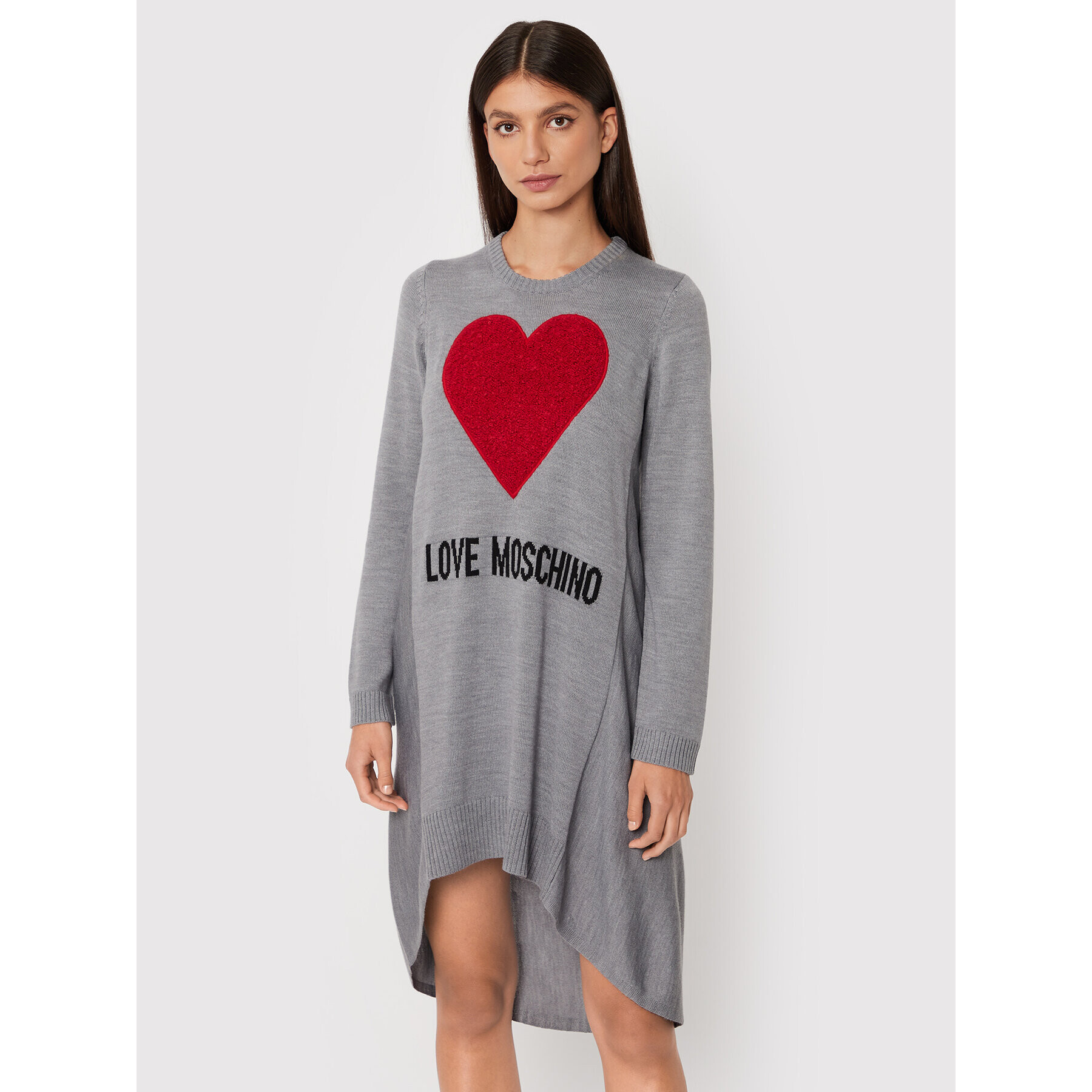 LOVE MOSCHINO Úpletové šaty WSE1411X 1148 Sivá Relaxed Fit - Pepit.sk