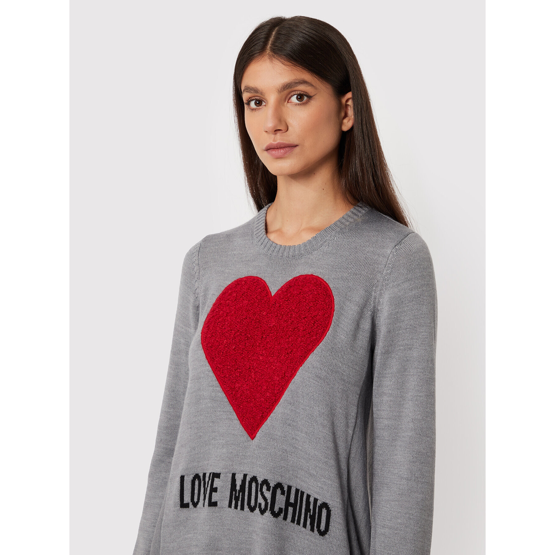 LOVE MOSCHINO Úpletové šaty WSE1411X 1148 Sivá Relaxed Fit - Pepit.sk