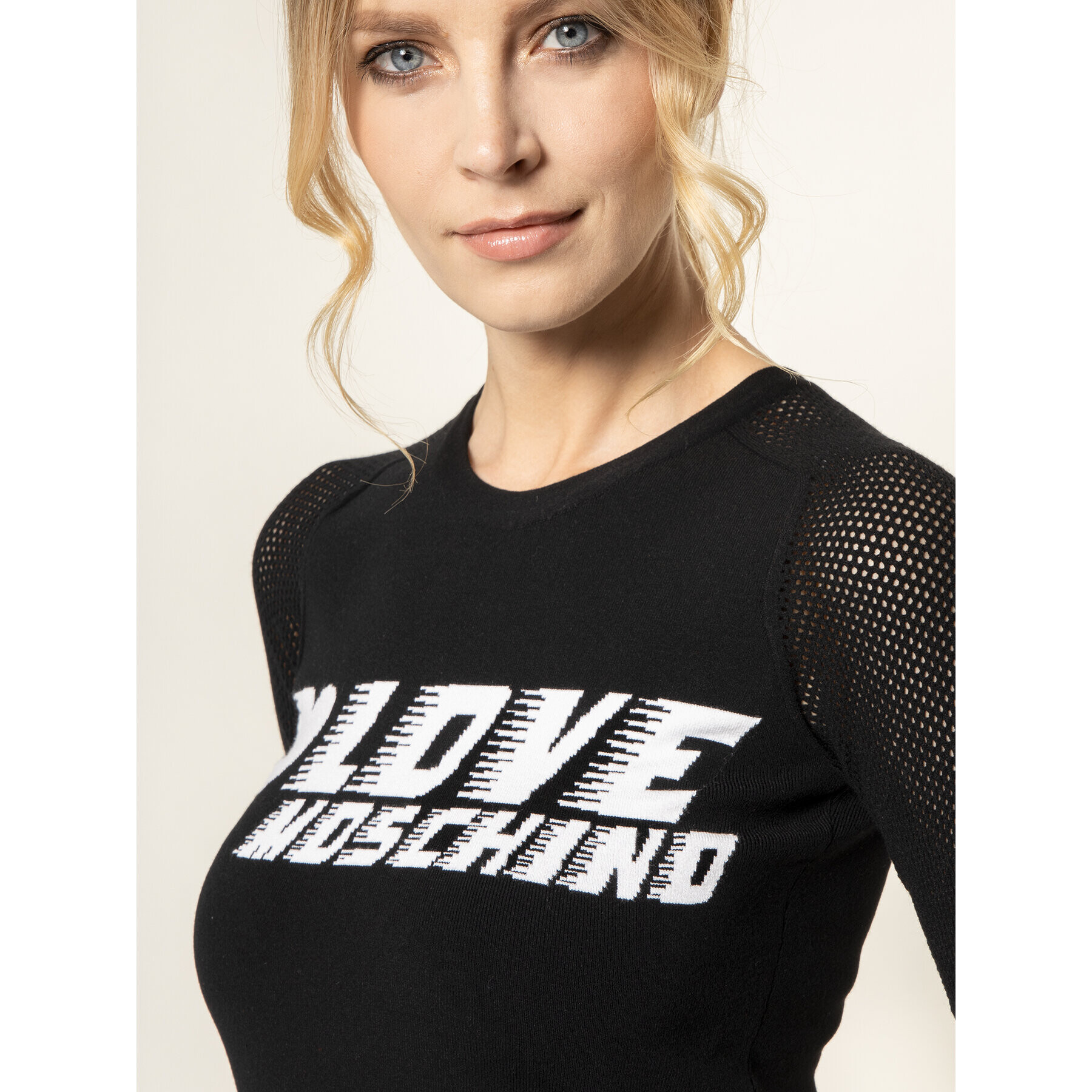 LOVE MOSCHINO Úpletové šaty WSR8510X 0844 Čierna Regular Fit - Pepit.sk