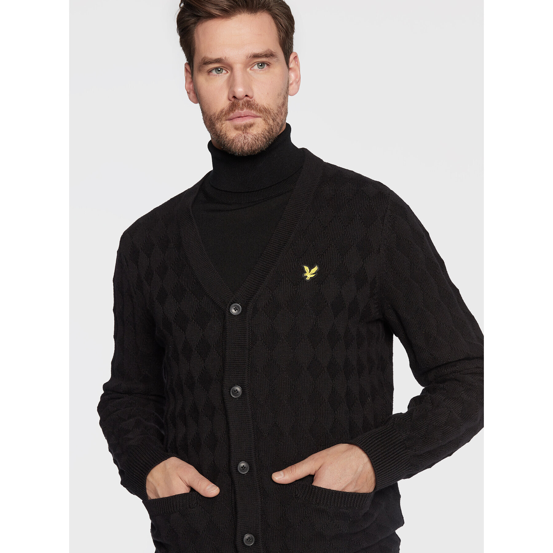 Lyle & Scott Kardigán Argyle KN1703V Čierna Regular Fit - Pepit.sk