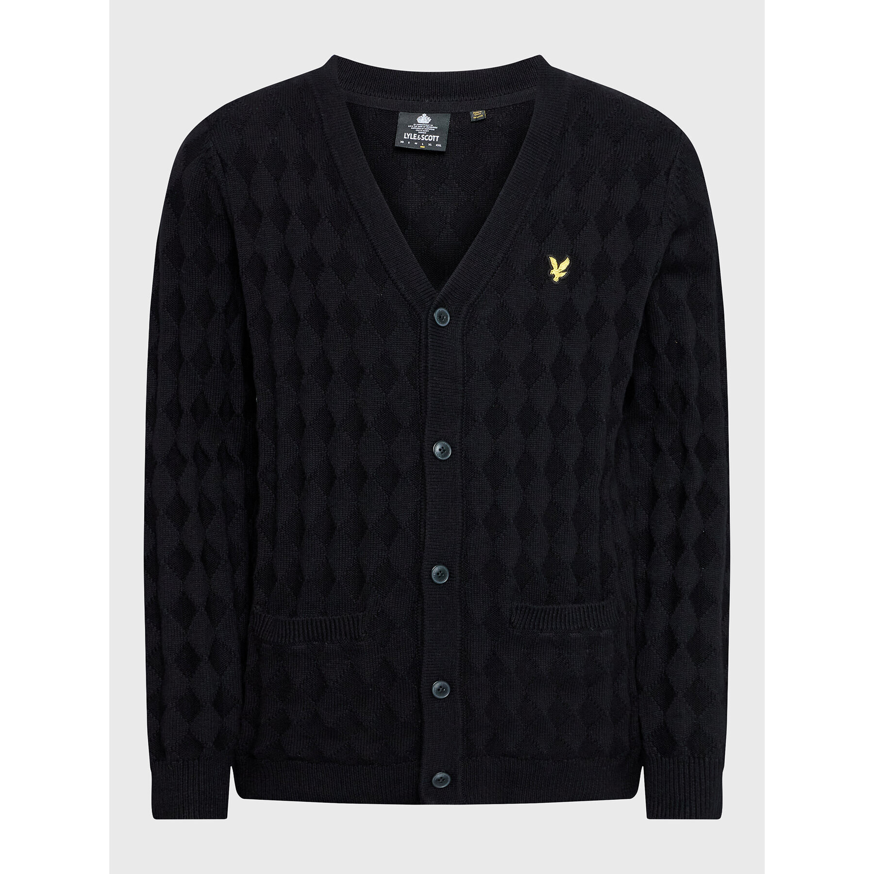 Lyle & Scott Kardigán Argyle KN1703V Čierna Regular Fit - Pepit.sk