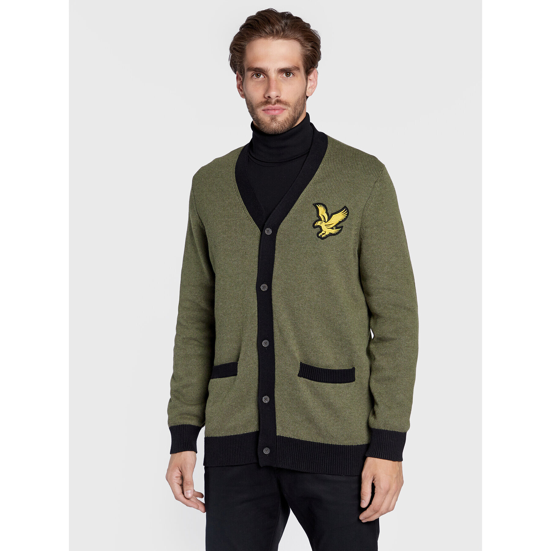 Lyle & Scott Kardigán Block Marl KN1720V Zelená Regular Fit - Pepit.sk