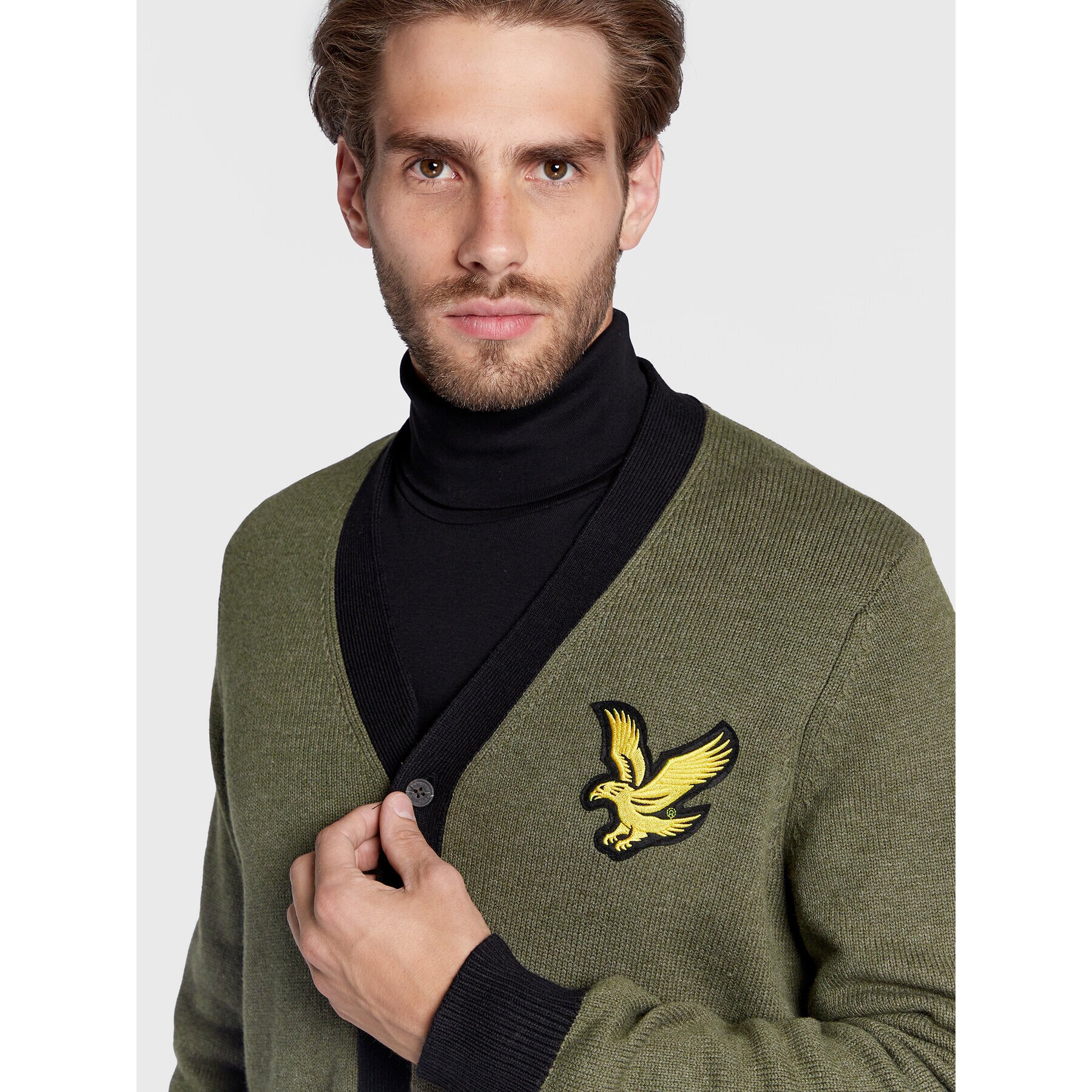 Lyle & Scott Kardigán Block Marl KN1720V Zelená Regular Fit - Pepit.sk