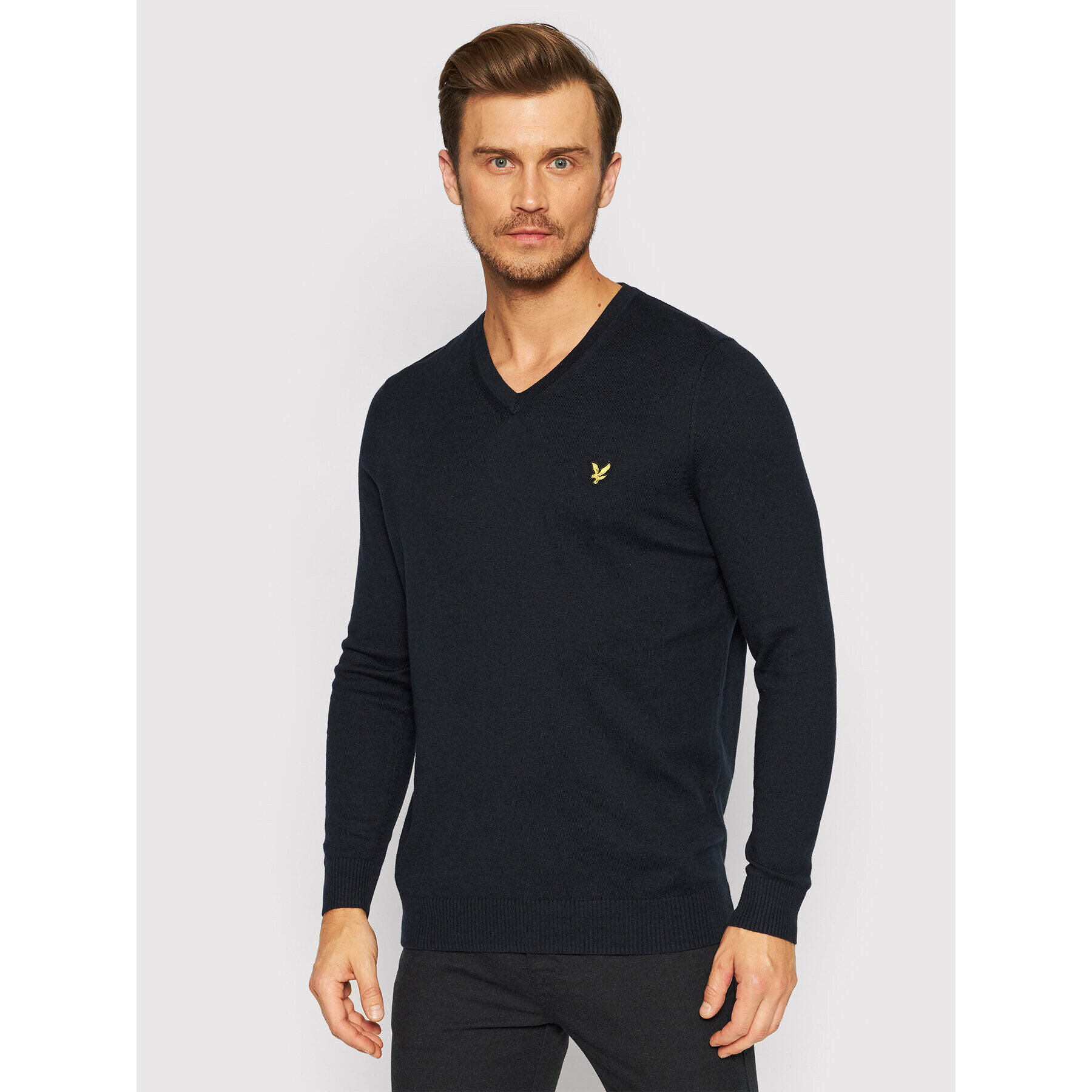 Lyle & Scott Sveter V Neck KN401VC Tmavomodrá Slim Fit - Pepit.sk