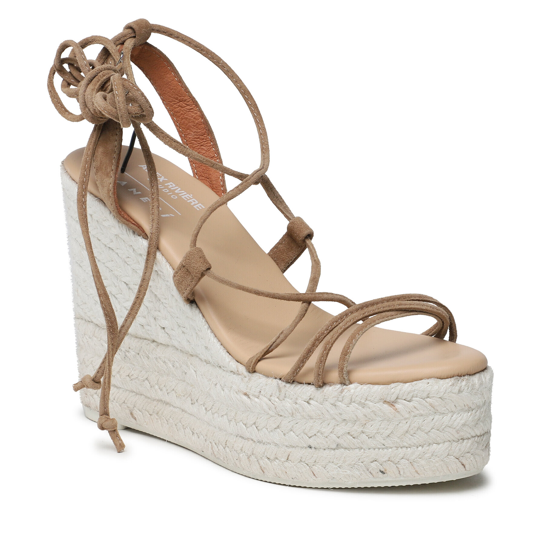 Manebi Espadrilky Soft Suede Lace-Up Wedge Espadrilles L 8.7 WA Hnedá - Pepit.sk