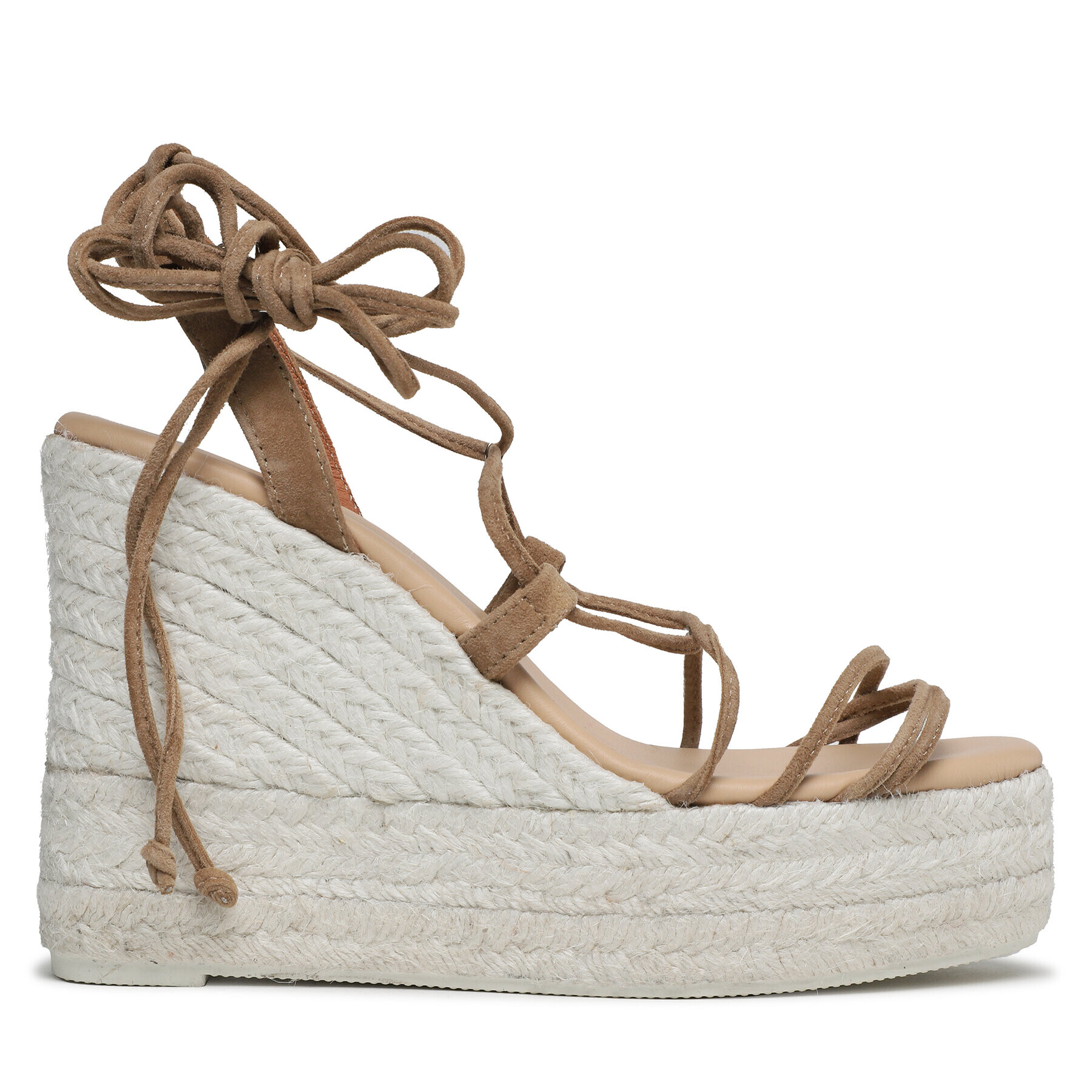 Manebi Espadrilky Soft Suede Lace-Up Wedge Espadrilles L 8.7 WA Hnedá - Pepit.sk