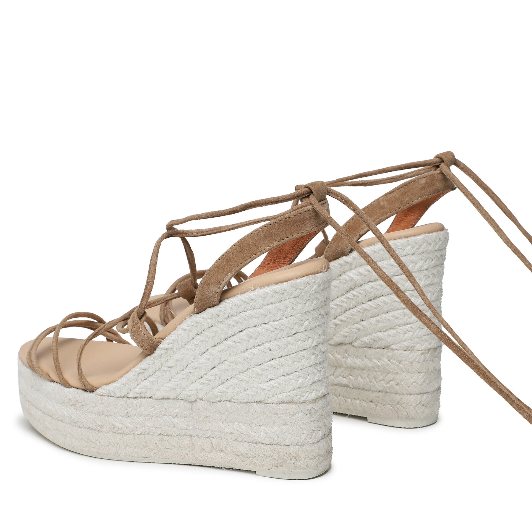 Manebi Espadrilky Soft Suede Lace-Up Wedge Espadrilles L 8.7 WA Hnedá - Pepit.sk