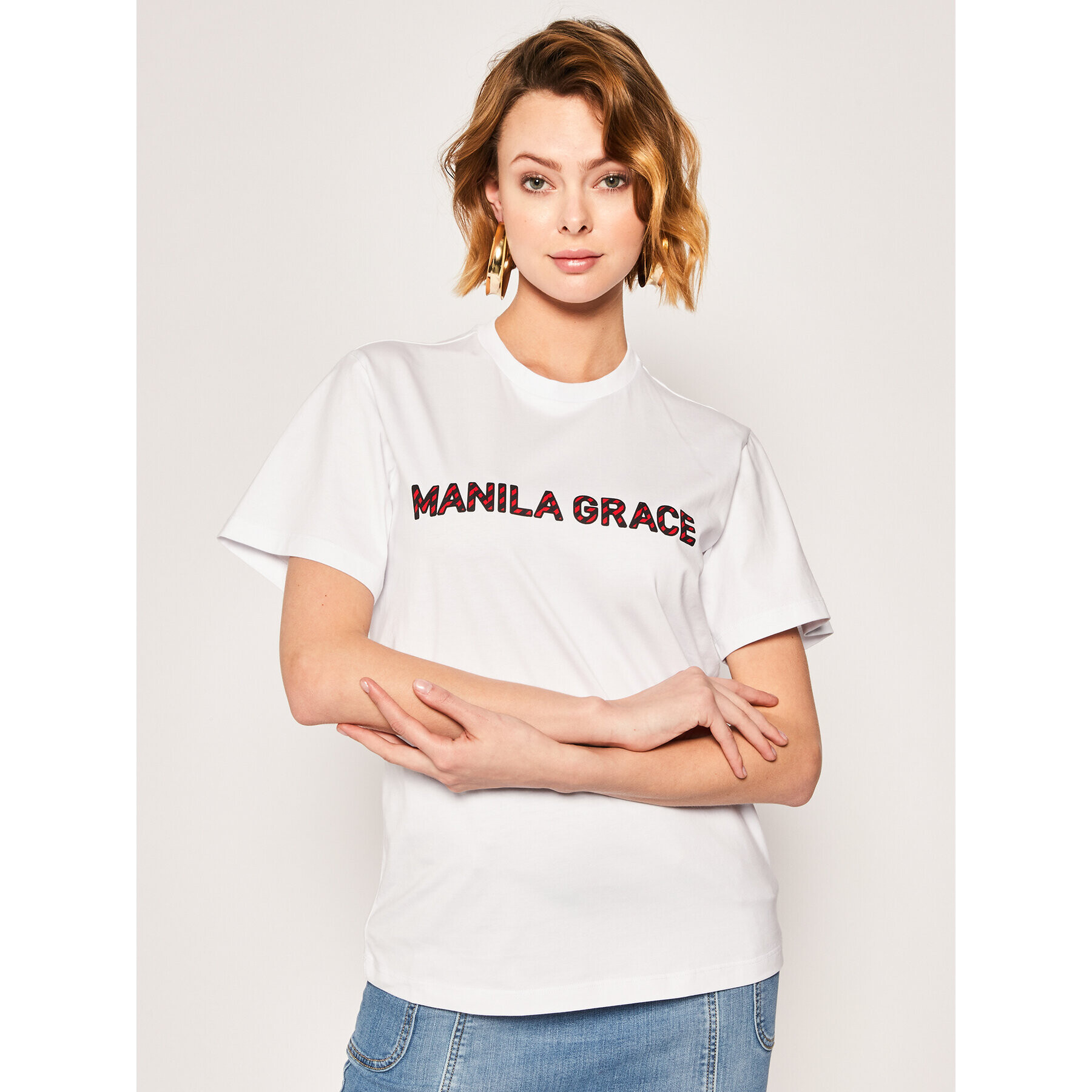 Manila Grace Tričko T169CU Biela Regular Fit - Pepit.sk