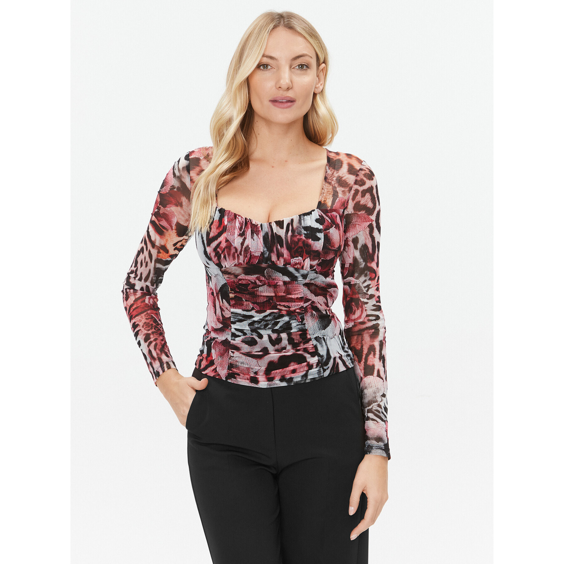 Marciano Guess Blúzka Leopard 3BGP07 6875Z Ružová Regular Fit - Pepit.sk