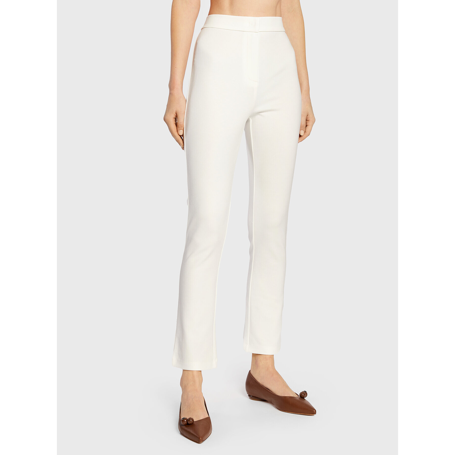 Max Mara Leisure Bavlnené nohavice Ariano 37861626 Biela Straight Fit - Pepit.sk