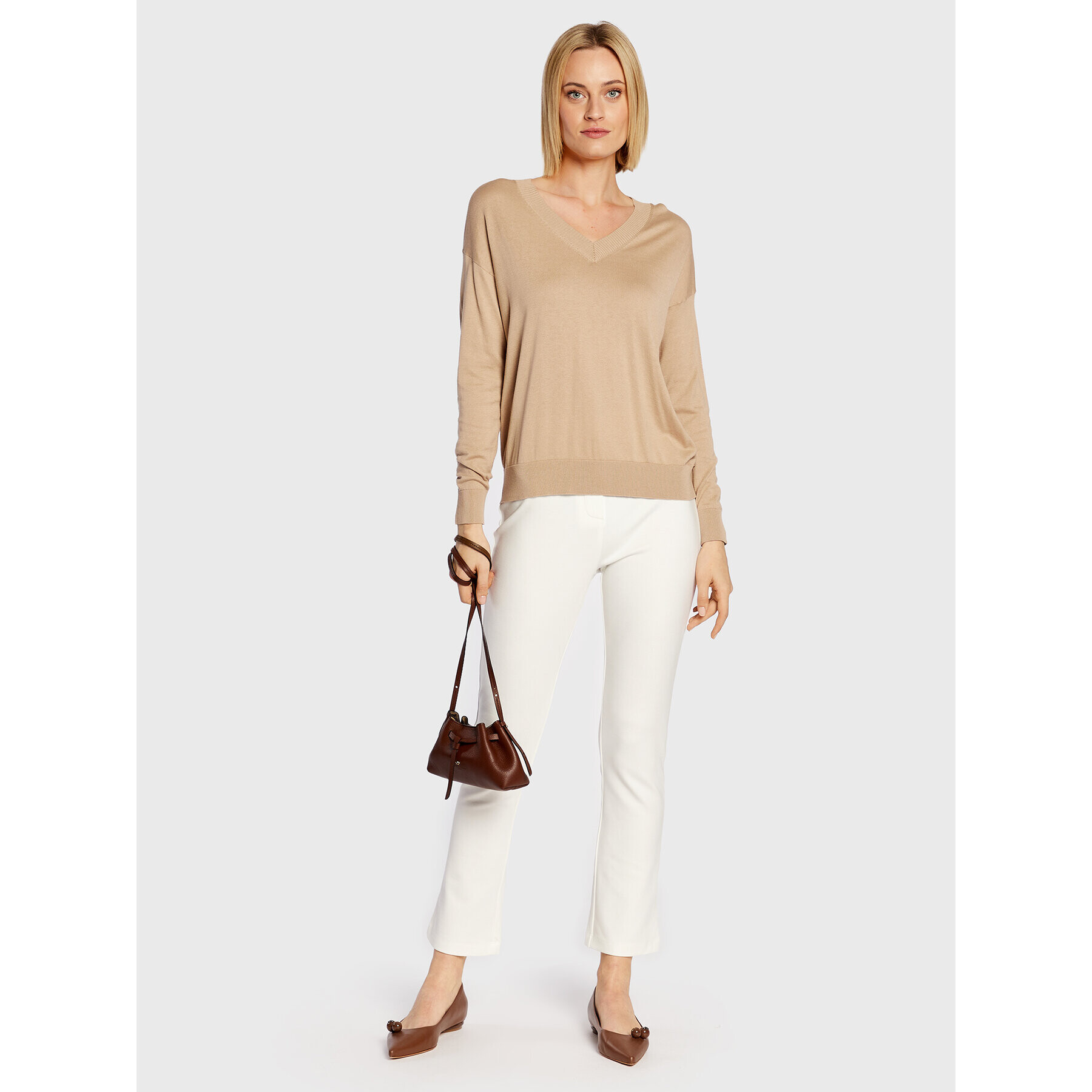 Max Mara Leisure Bavlnené nohavice Ariano 37861626 Biela Straight Fit - Pepit.sk