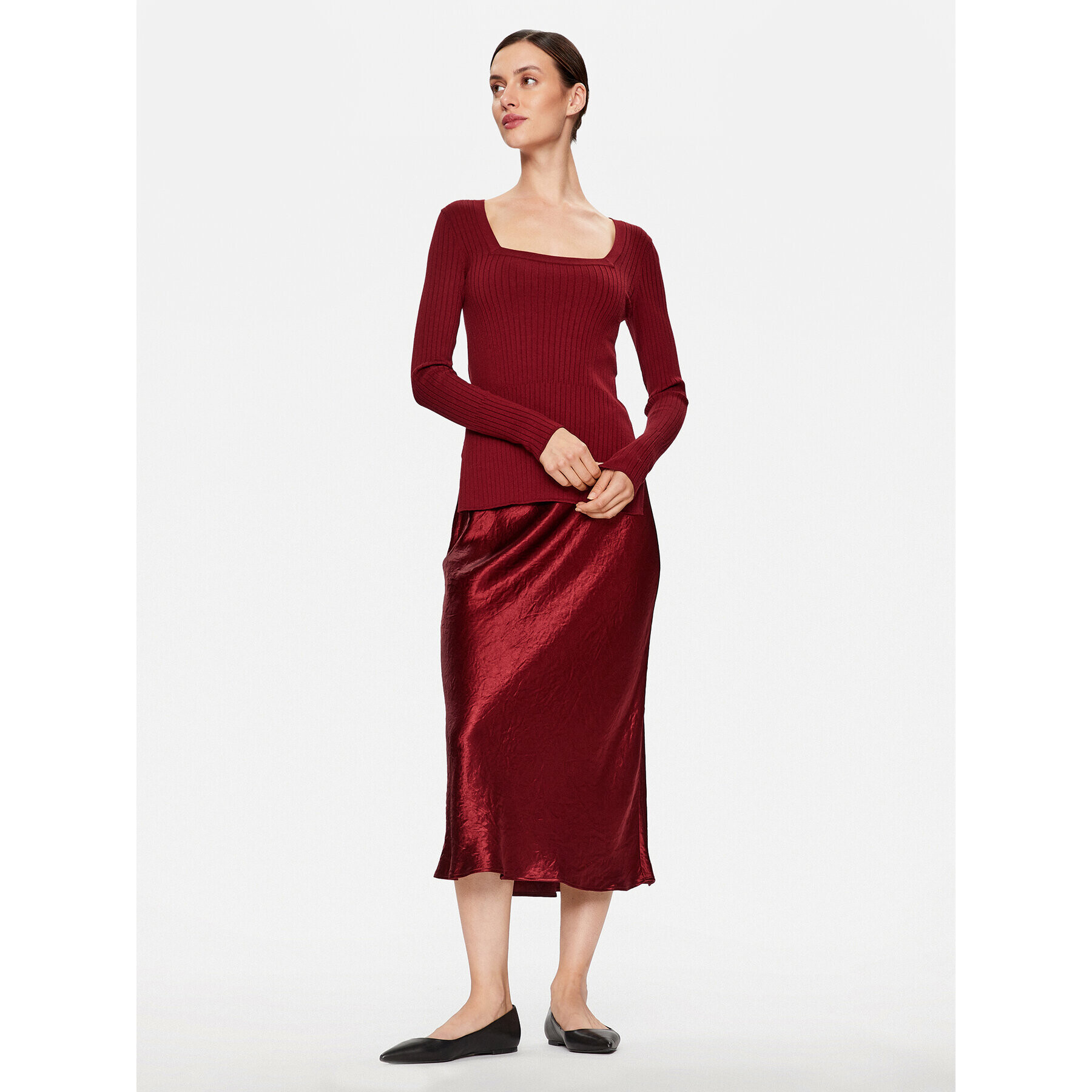 Max Mara Leisure Midi sukňa Alessio 2331060136 Bordová Regular Fit - Pepit.sk