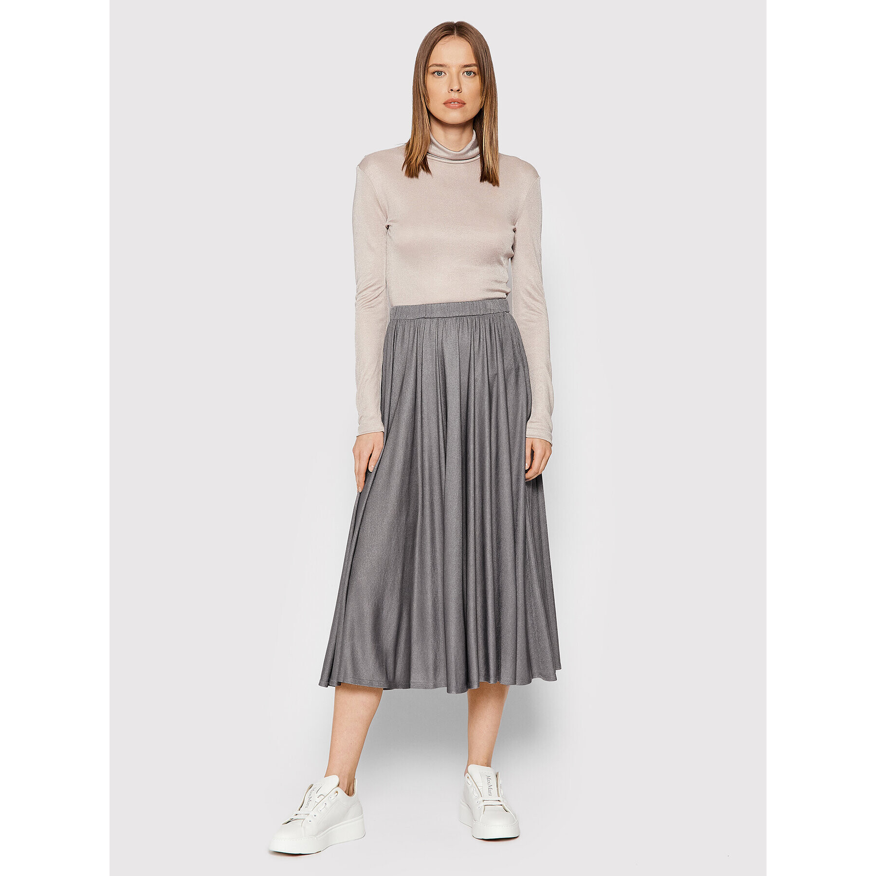 Max Mara Leisure Midi sukňa Barni 37710126 Sivá Regular Fit - Pepit.sk