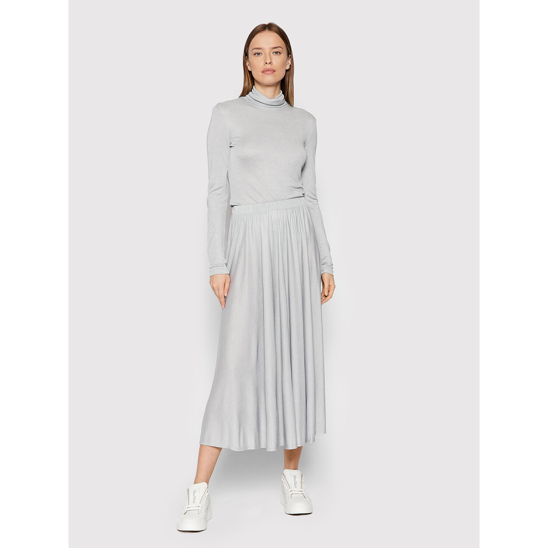 Max Mara Leisure Midi sukňa Barni 37710126 Sivá Regular Fit - Pepit.sk