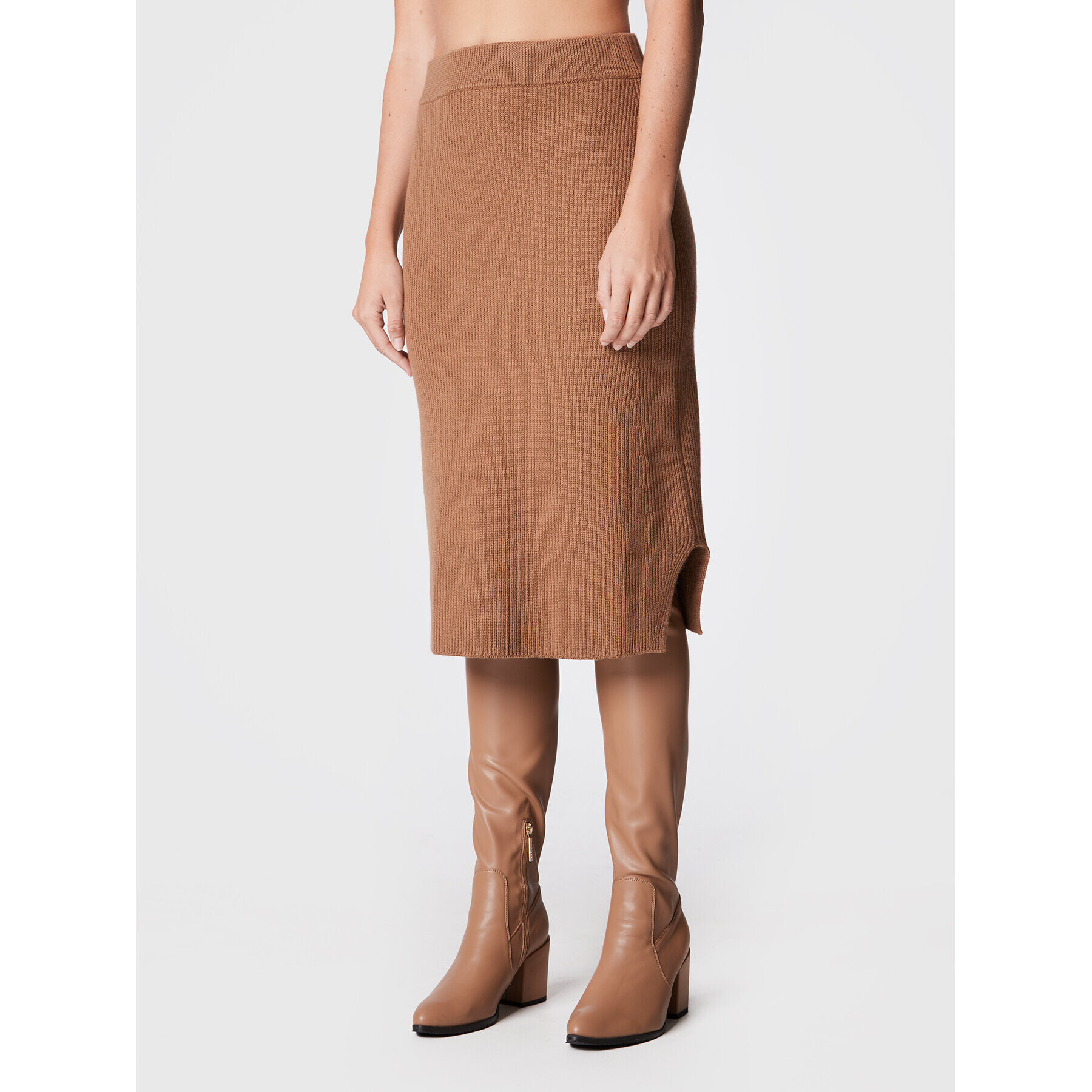 Max Mara Leisure Midi sukňa Egizi 33060126 Hnedá Regular Fit - Pepit.sk