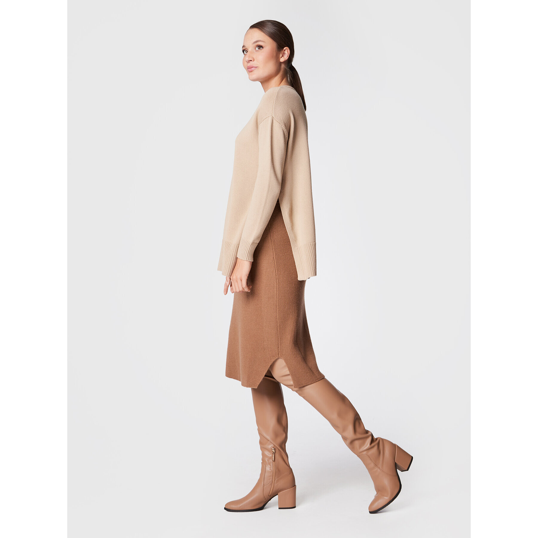 Max Mara Leisure Midi sukňa Egizi 33060126 Hnedá Regular Fit - Pepit.sk