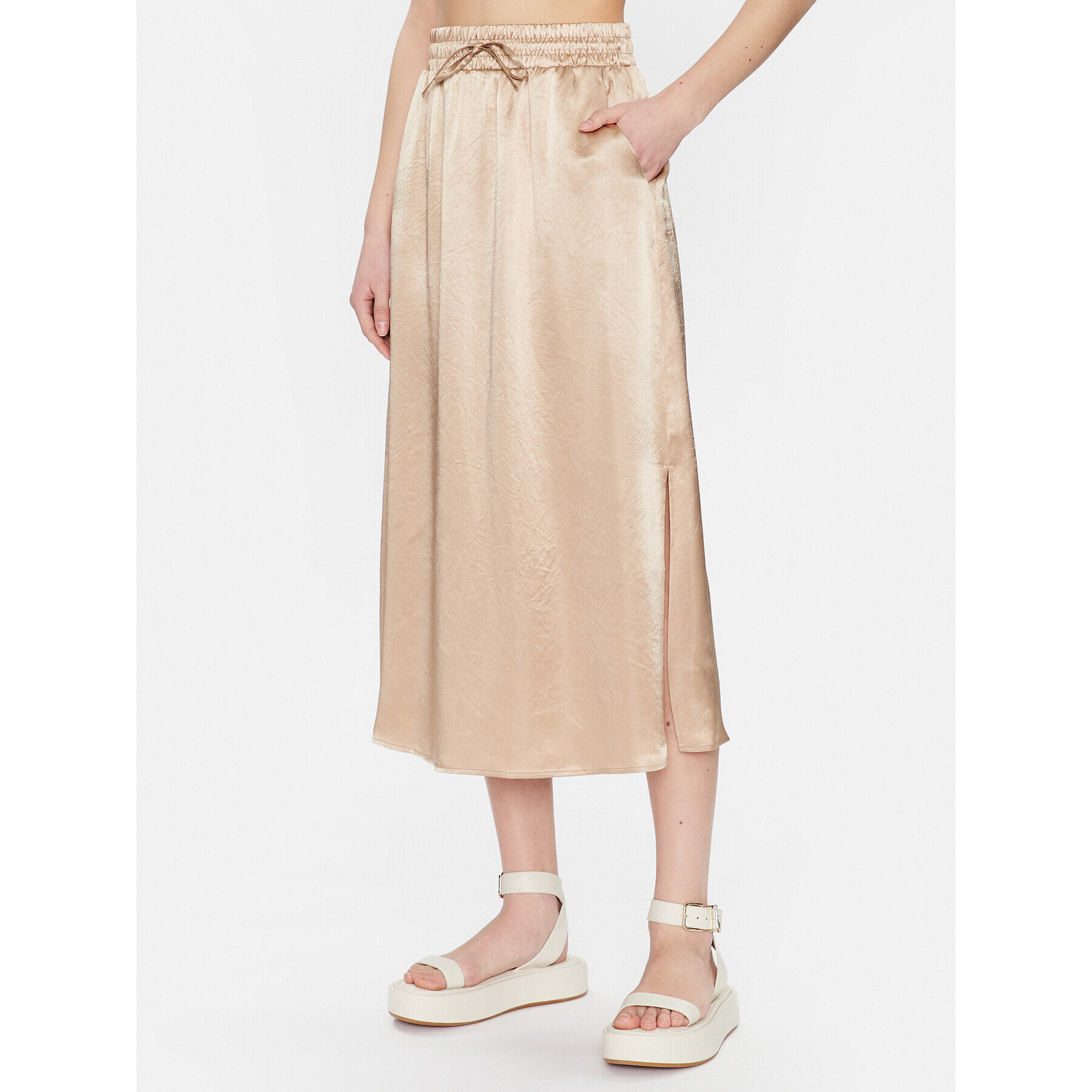 Max Mara Leisure Midi sukňa Freda 23310102 Zlatá Regular Fit - Pepit.sk