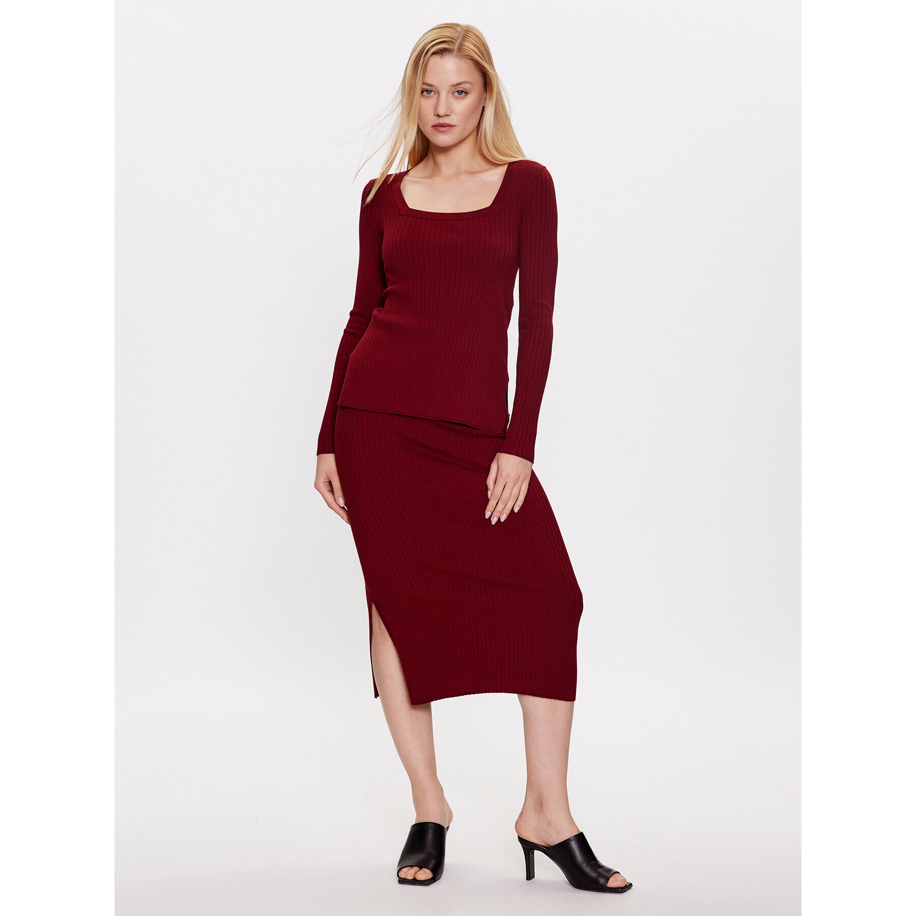 Max Mara Leisure Midi sukňa Orosei 2333060134 Bordová Regular Fit - Pepit.sk