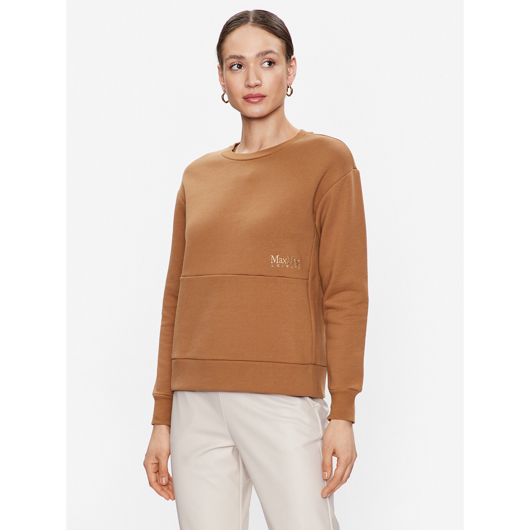 Max Mara Leisure Mikina Epoca 39260126 Hnedá Relaxed Fit - Pepit.sk