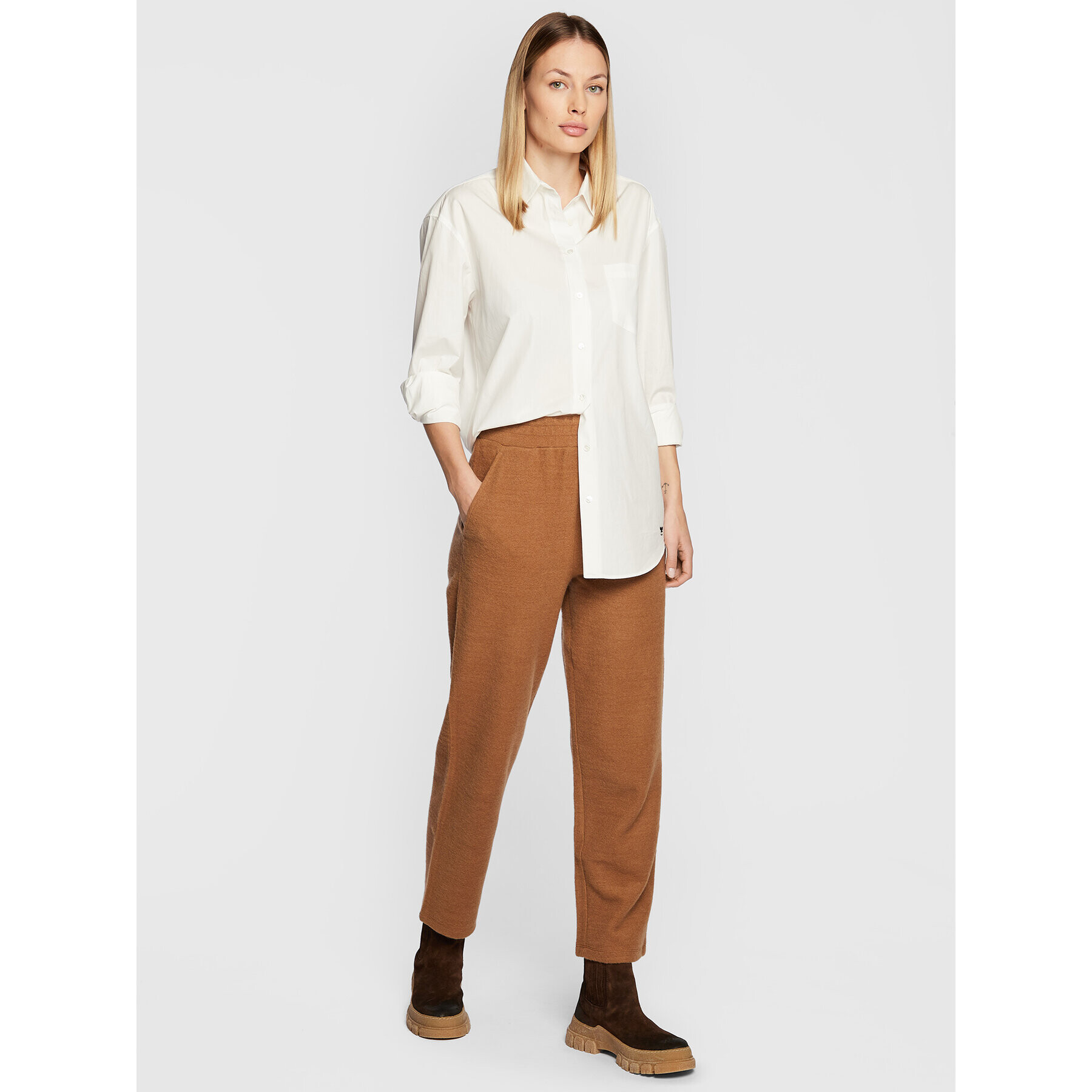 Max Mara Leisure Úpletové nohavice Beira 37861526 Hnedá Regular Fit - Pepit.sk