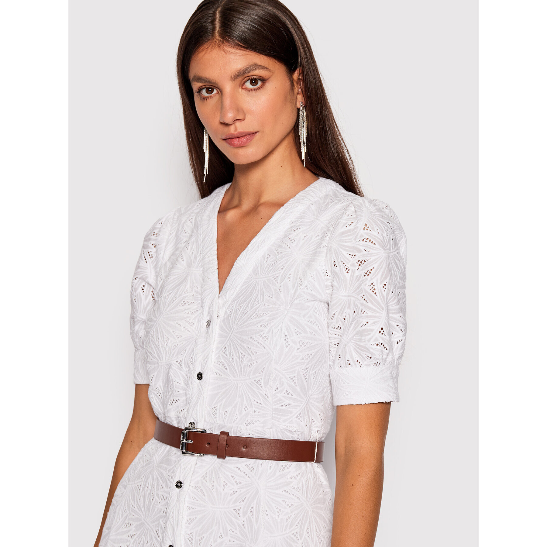 MICHAEL Michael Kors Košeľové šaty Palm Eyelet MU2814Z4MM Biela Regular Fit - Pepit.sk