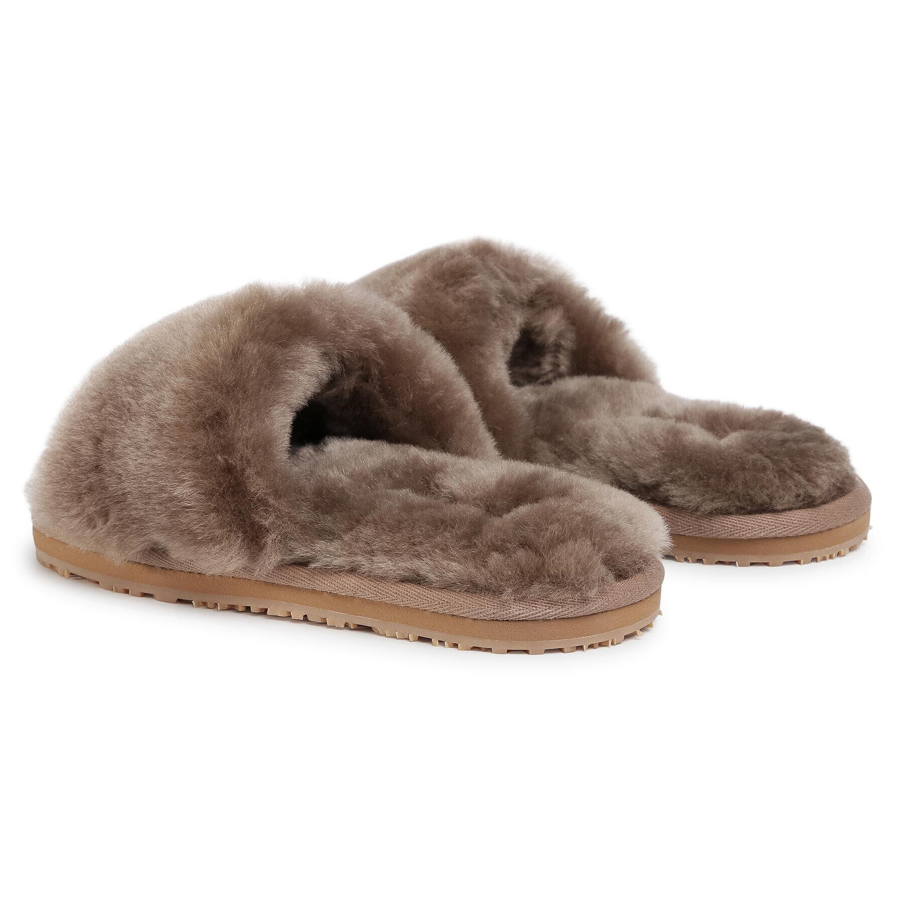 Mou Šľapky Sheepskin Fur Slide Slipper FW161001L Hnedá - Pepit.sk