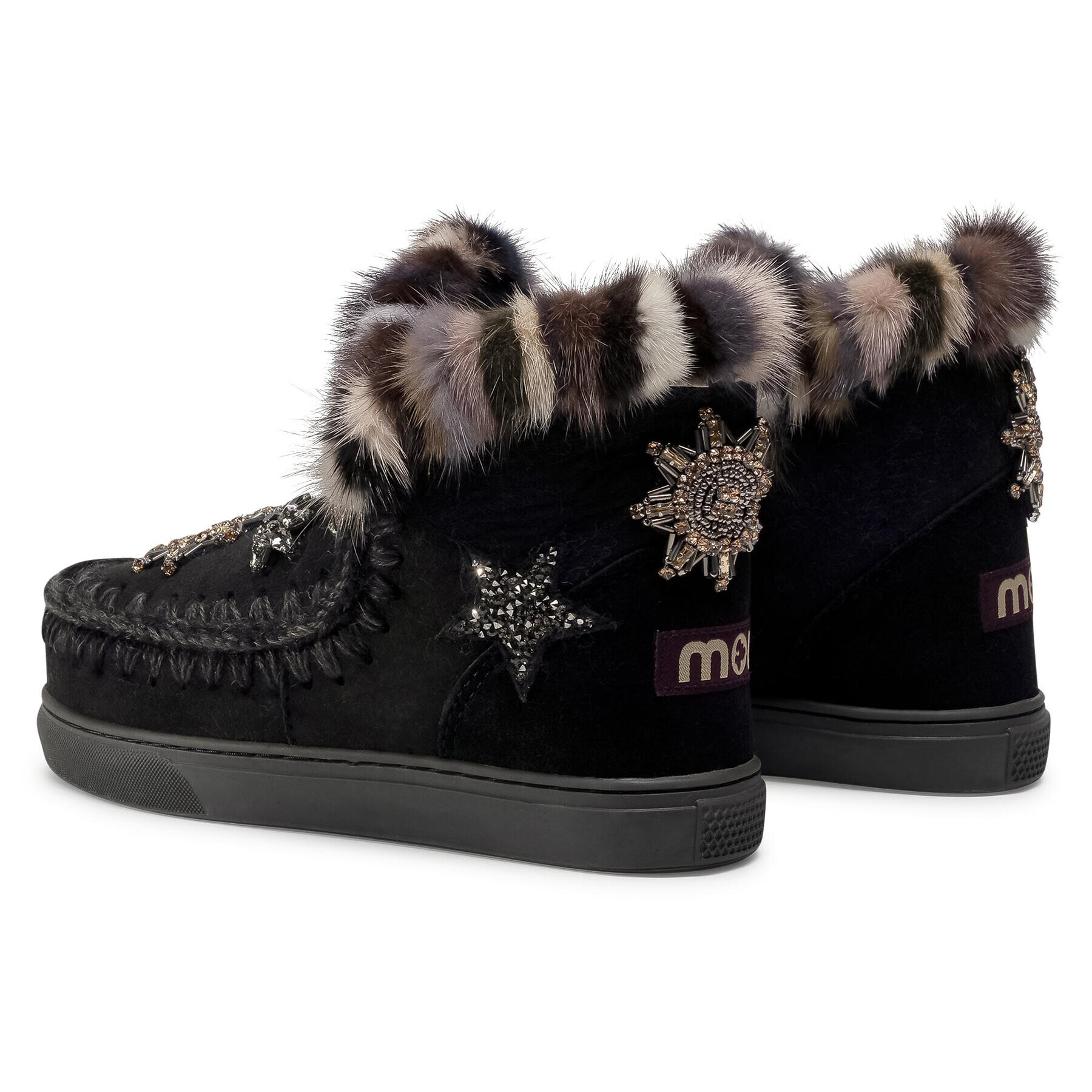 Mou Topánky Eskimo Sneaker Star Patch&Mink FW111006A Čierna - Pepit.sk