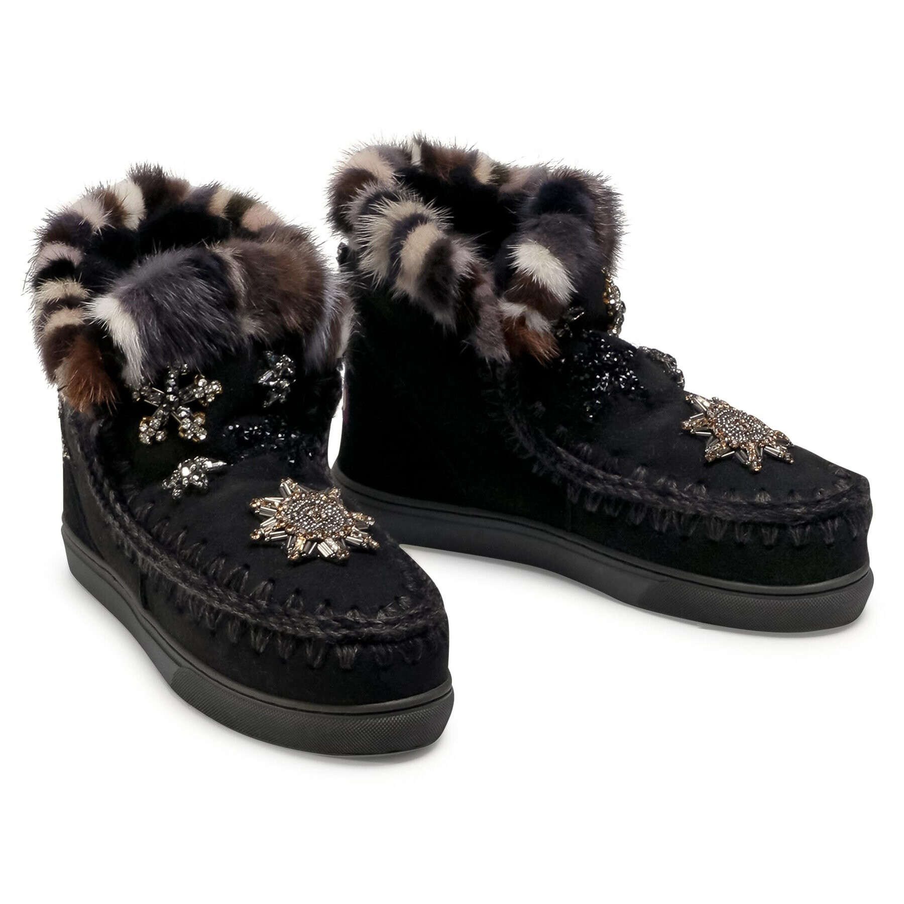 Mou Topánky Eskimo Sneaker Star Patch&Mink FW111006A Čierna - Pepit.sk