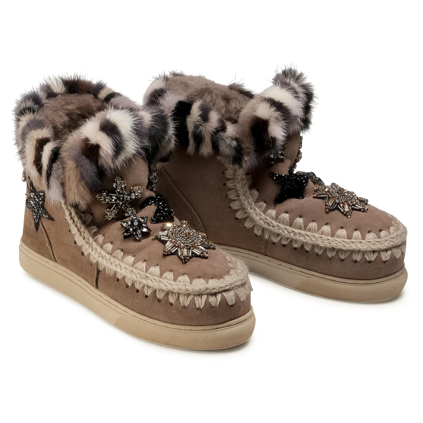 Mou Topánky Eskimo Sneaker Star Patch&Mink FW111006A Hnedá - Pepit.sk