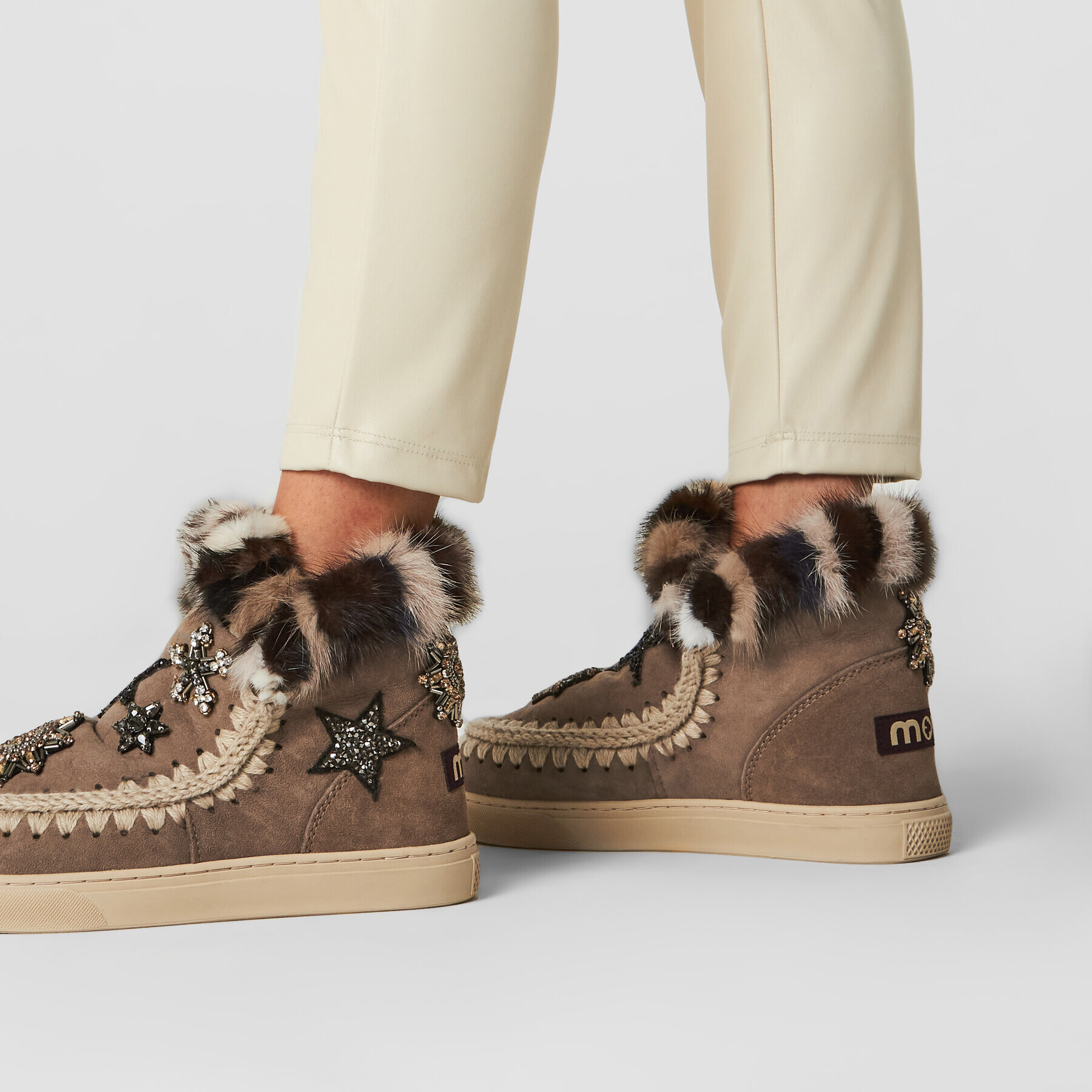 Mou Topánky Eskimo Sneaker Star Patch&Mink FW111006A Hnedá - Pepit.sk